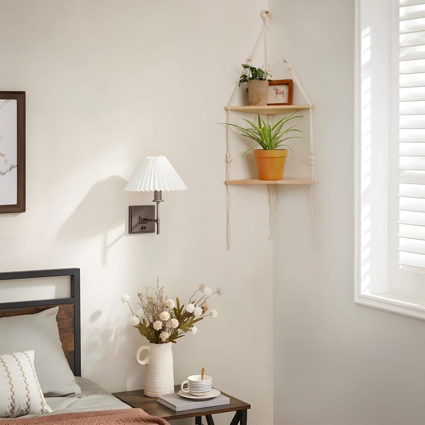 2 Tier Wood Floating Shelves / White - 2 Tier
