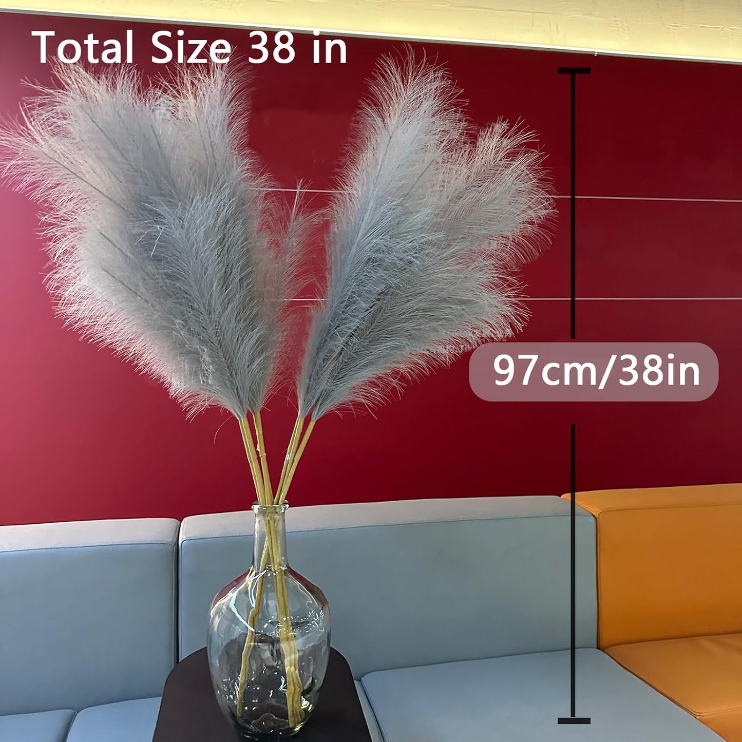 Tall Pampas Grass Decor Pompas Floral Arrangement and Vase Filler for Boho / Grey
