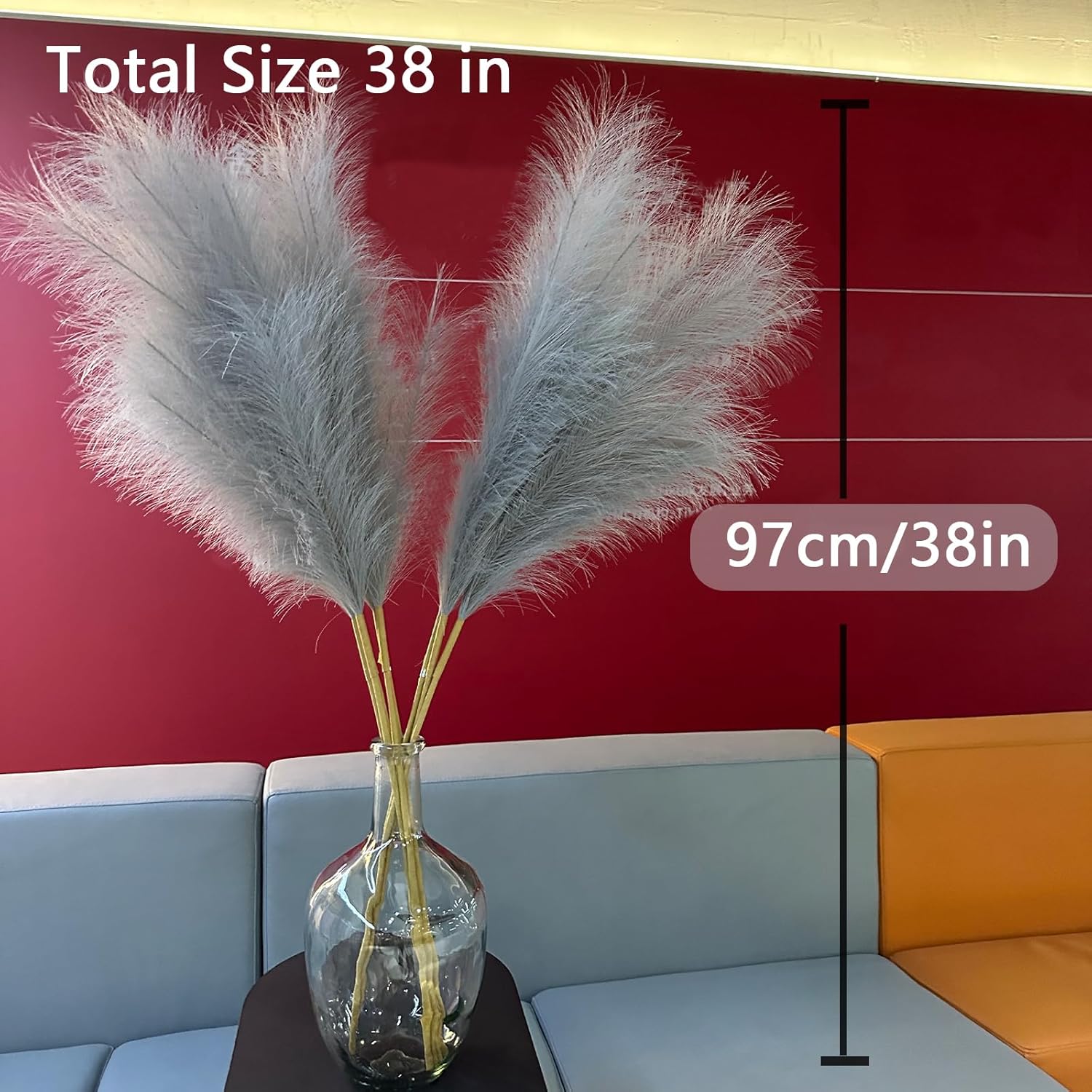 Tall Pampas Grass Decor Pompas Floral Arrangement and Vase Filler for Boho / Grey