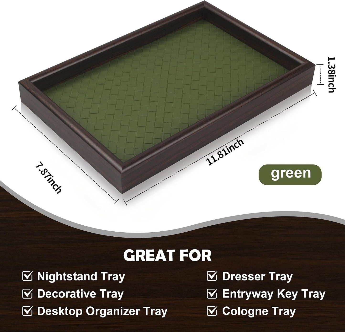 Wooden Valet Tray / Green