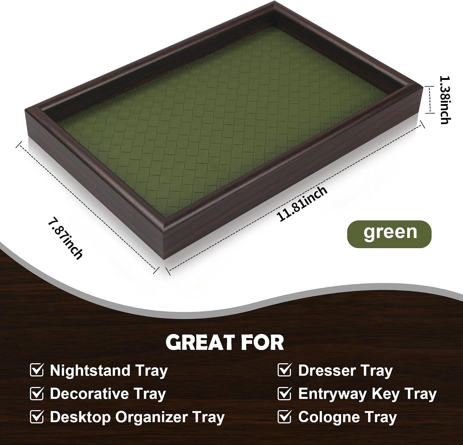Wooden Valet Tray / Green