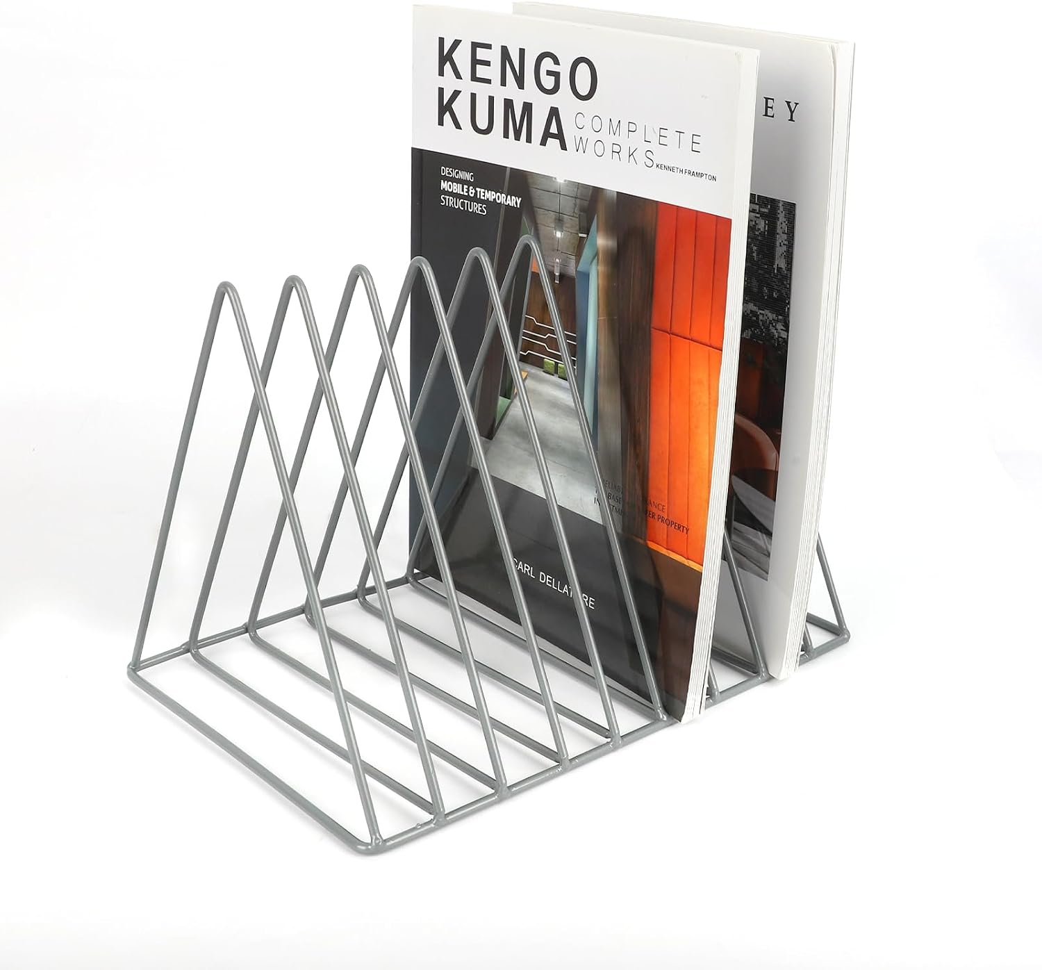 Vinyl Record Holder Storage, 9 Slot Metal Magazine Book Album Display Rack, Stylish Triangle Desktop File Sorter