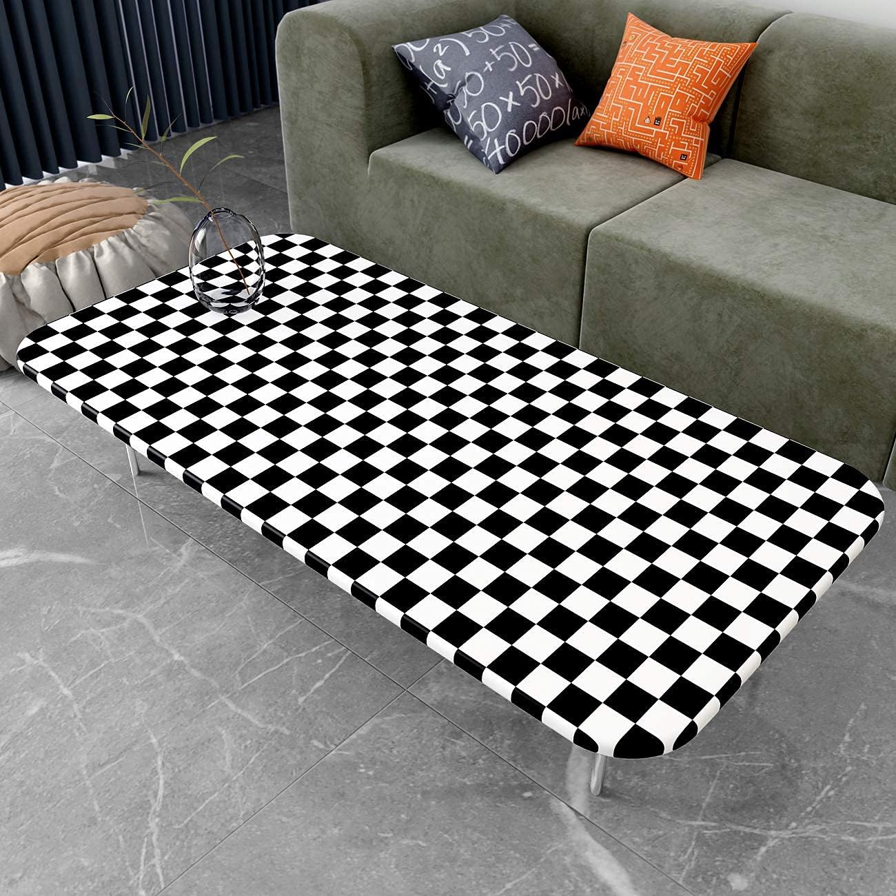 White Wallpaper Peel and Stick Checkered Wallpaper / 17.7 x 120 / Black