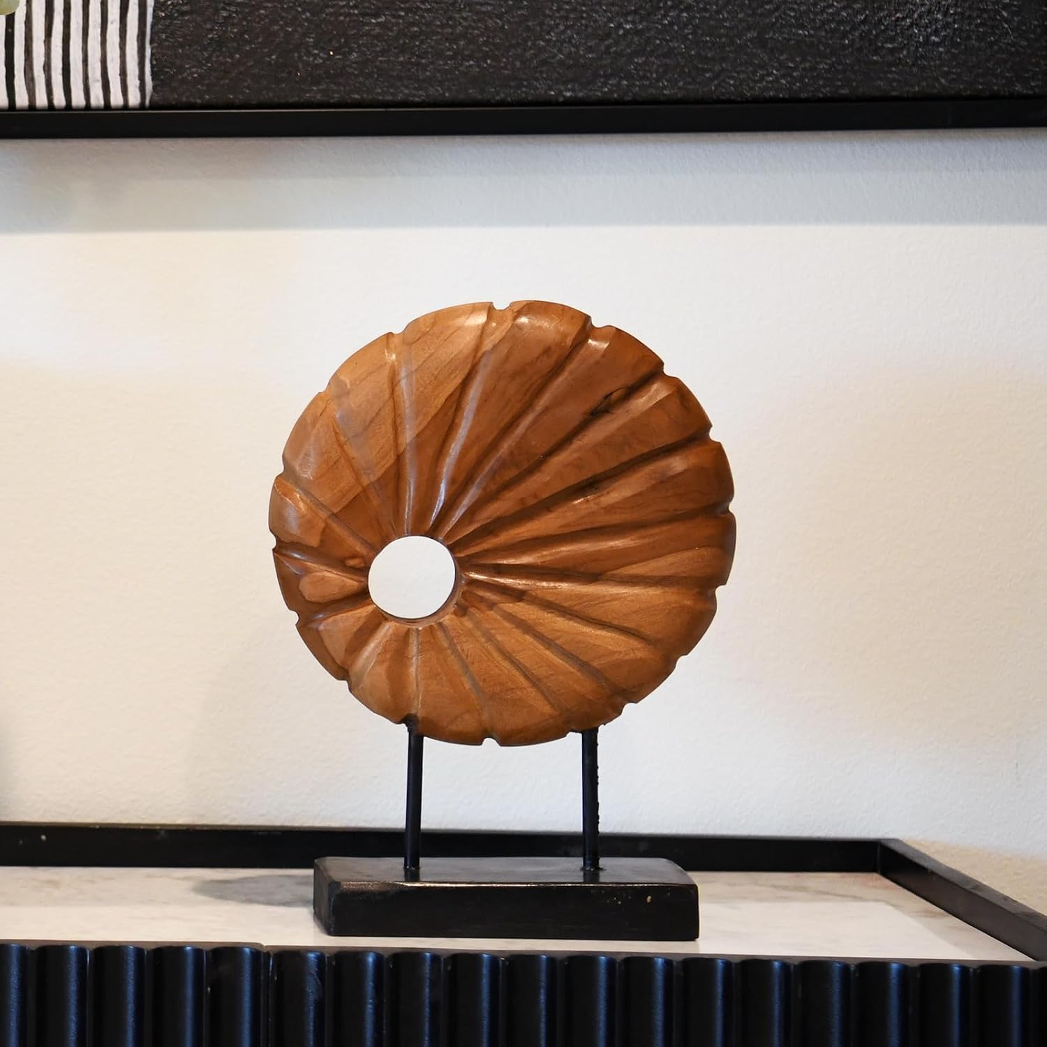 Teak Sculpture Home Décor / 13.8 x 9.8 x 3.5