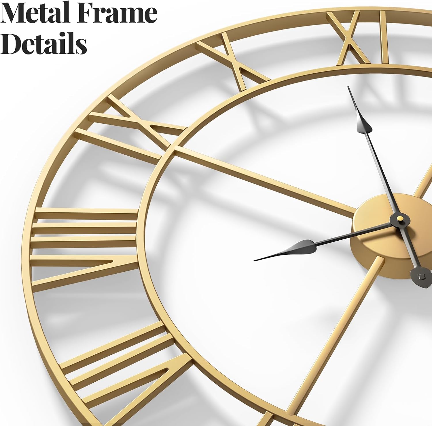 Cuspin 24 Inch Large Gold Wall Clock Decorative Wall Clocks for Living Room | Battery operated, Silent non ticking