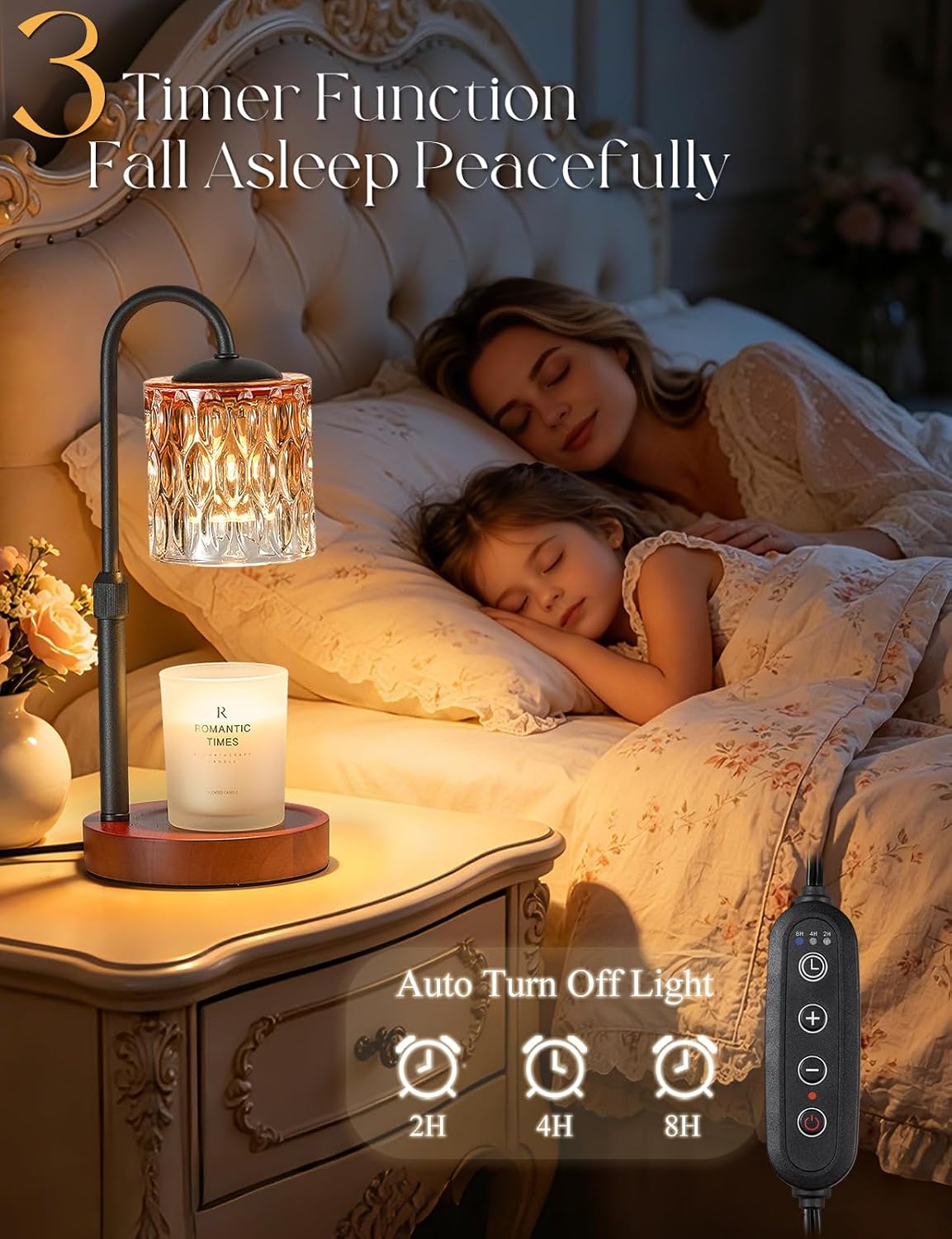 Dimmable Candle Warmer Lamp with Timer, Height Adjustable Electric Candle Wax Warmer, Birthday Gifts for Women Mom