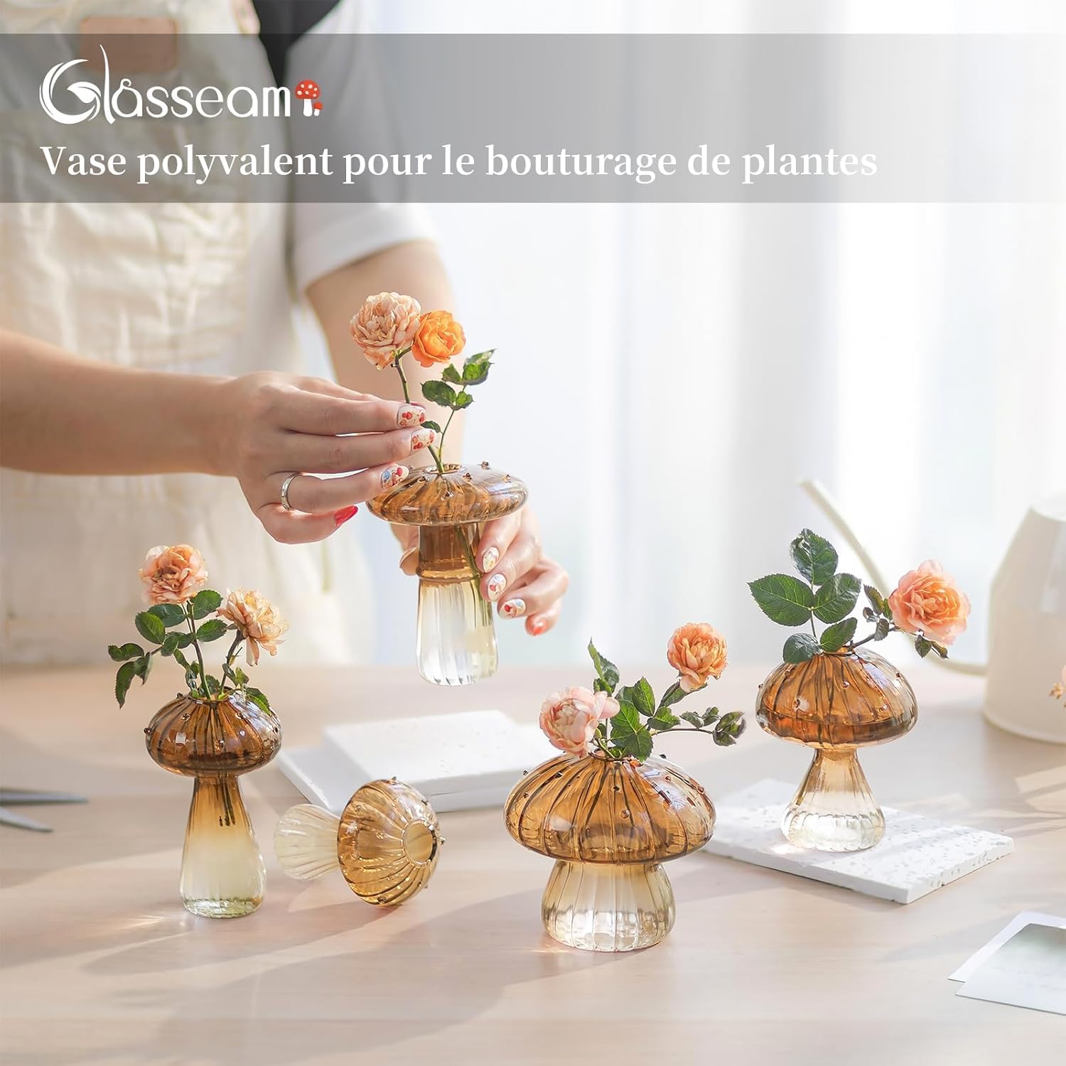 Glass Terrarium Jar Planters / Amber / Set of 5