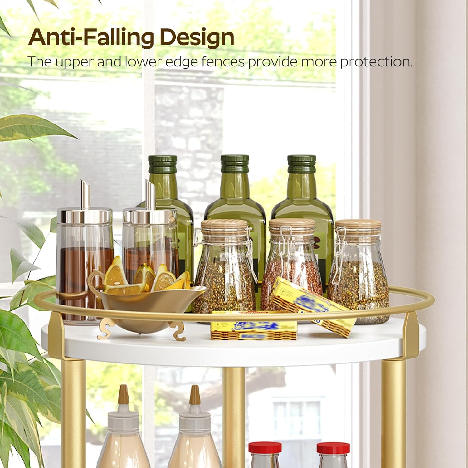 Lazy Susan Organizer, Rotating Spice Rack, 2 Tier Spice Turntable Organizer, Industrial Turntable Spice Holder, for