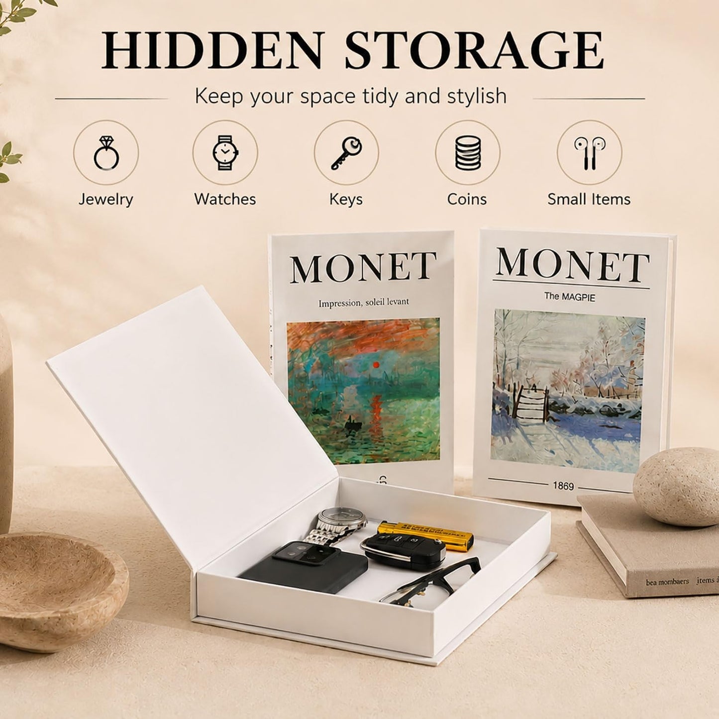 Artistic Faux Book Storage Box / MN-001 / Set of 3