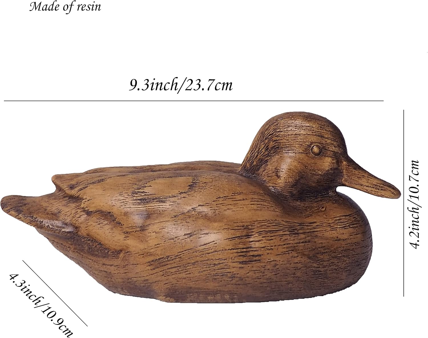 Wooden Texture Duck Home Decor Statue Rustic Home Decorations / Brown