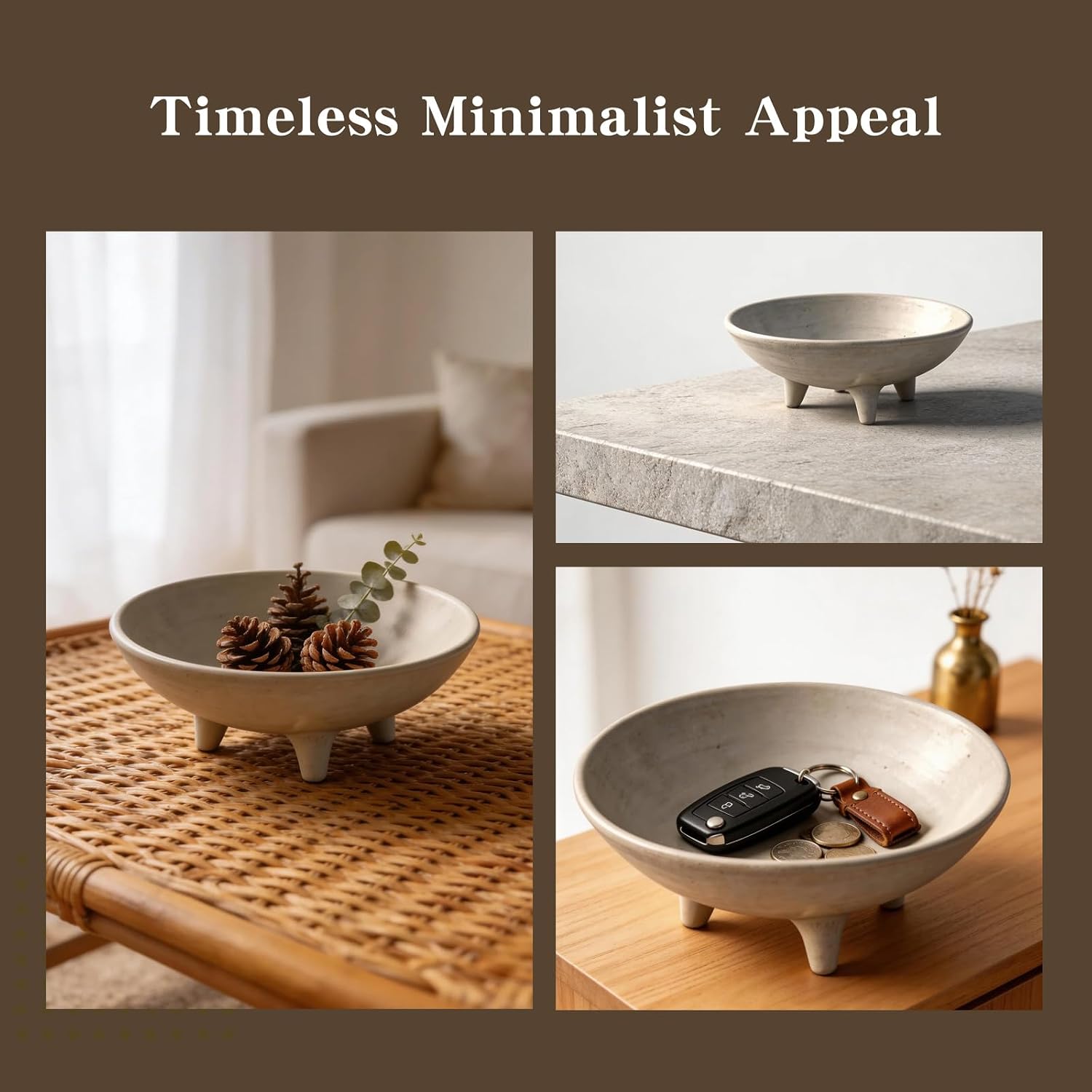 6- Three-Legged Ceramic Decorative Bowl / White