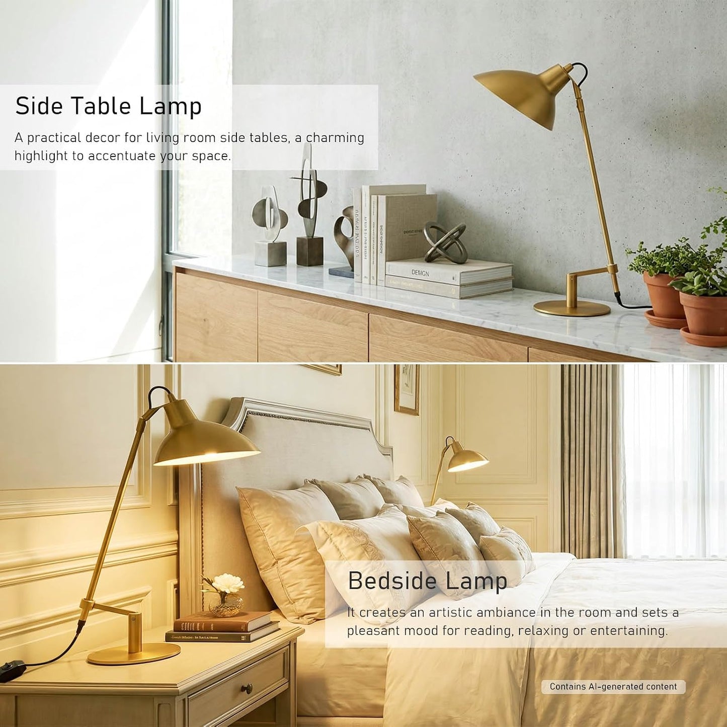Desk Lamp Modern Industrial 100% Metal Adjustable Table Lamp 24", Natural Light (4000K) with Dimmer, Ideal for Office
