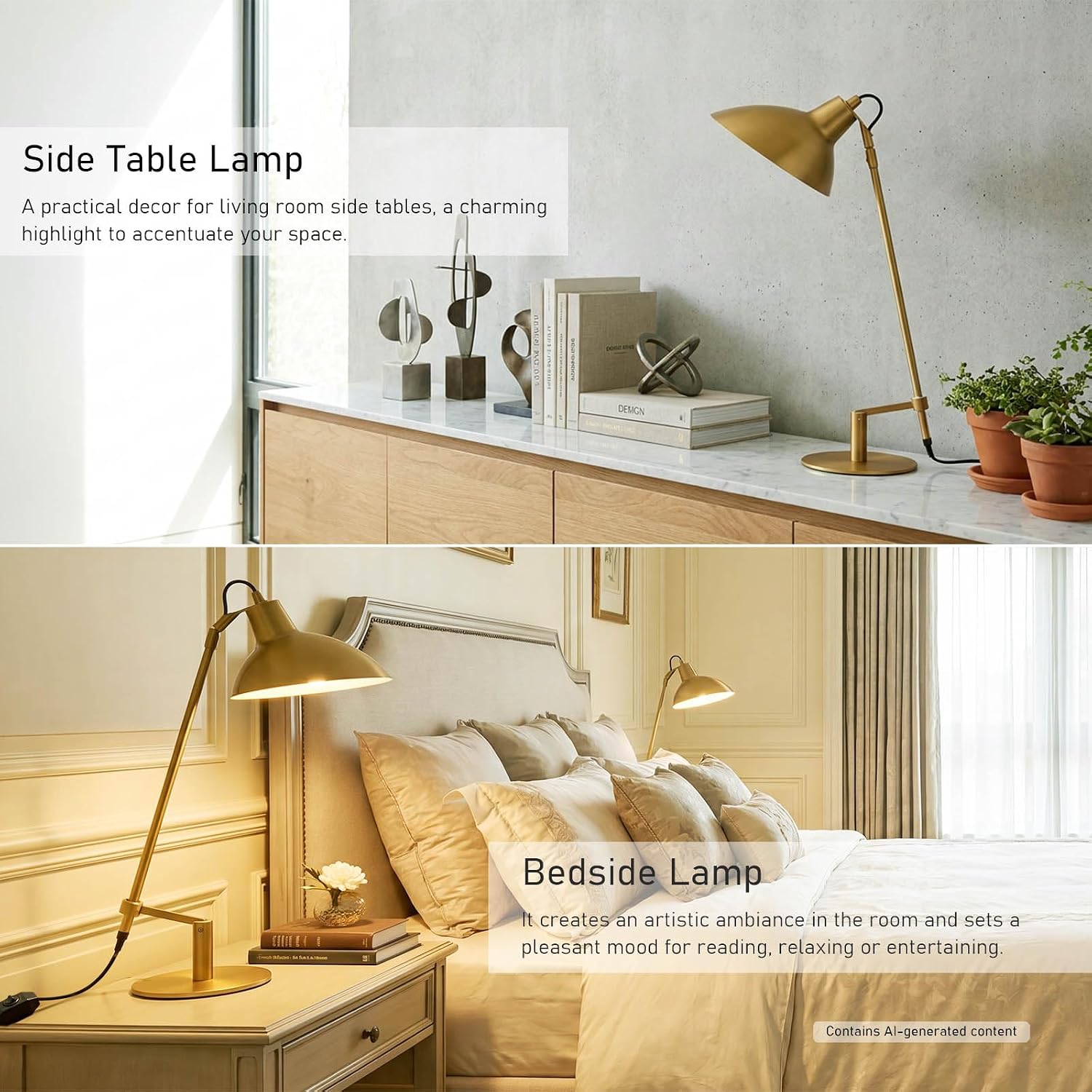 Desk Lamp Modern Industrial 100% Metal Adjustable Table Lamp 24", Natural Light (4000K) with Dimmer, Ideal for Office