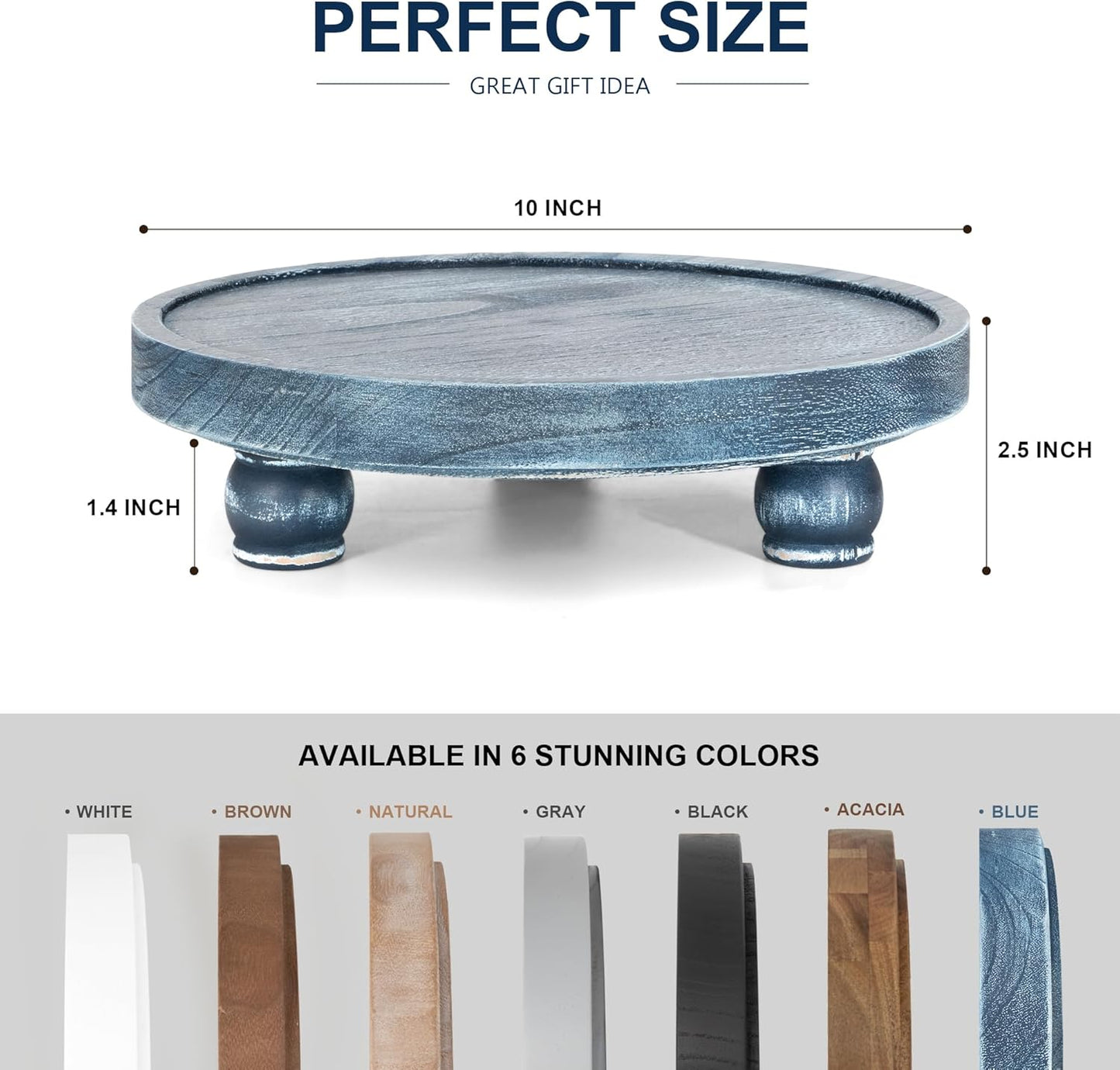 Farmhouse Wood Pedestal Stand / Blue