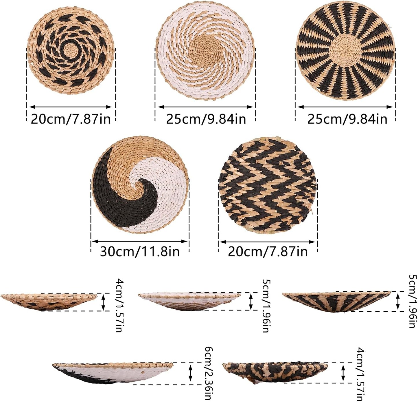 Boho Wall Basket Decor / Set of 5
