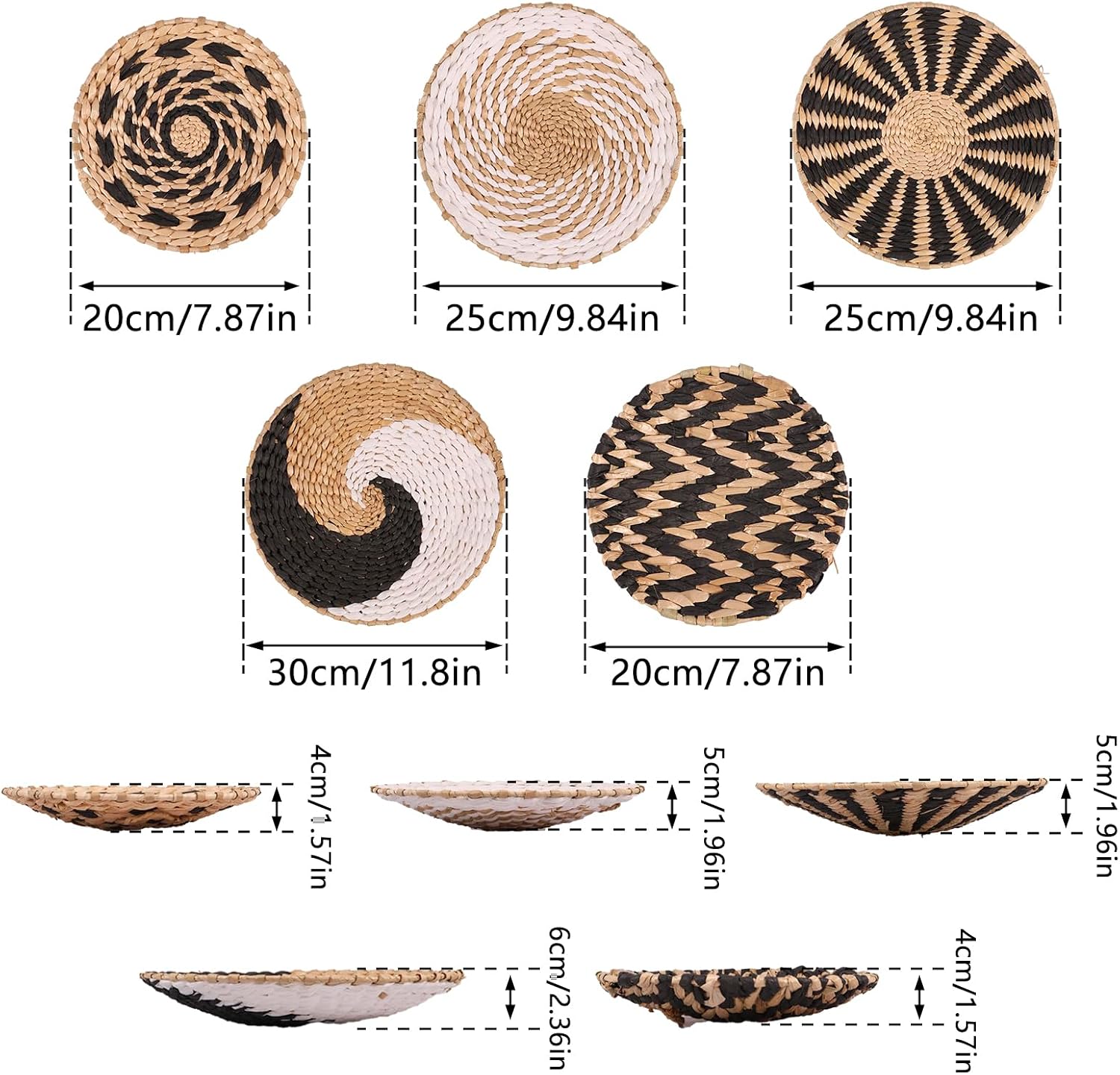 Boho Wall Basket Decor / Set of 5