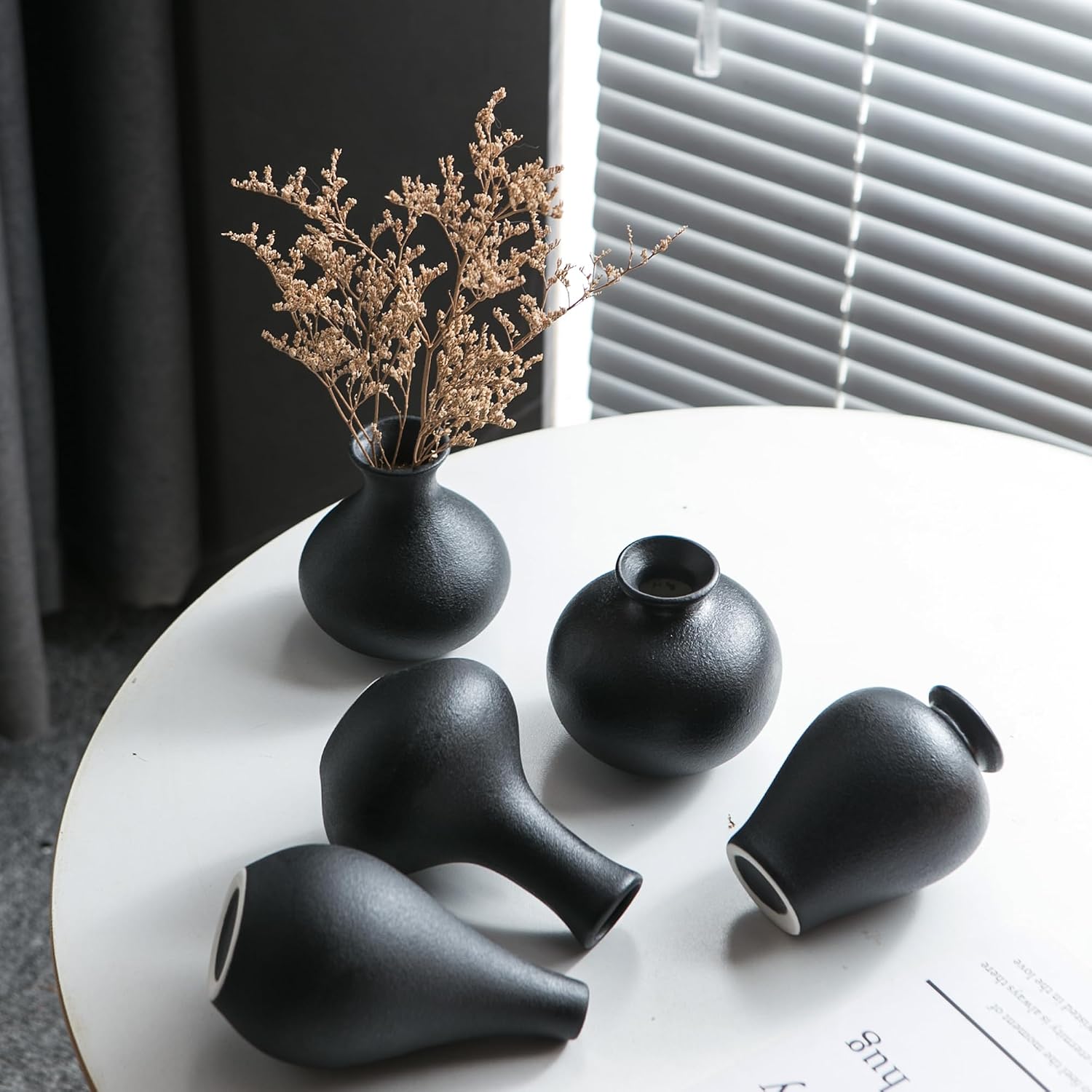 Ceramic Bud Vase / Black / Set of 5