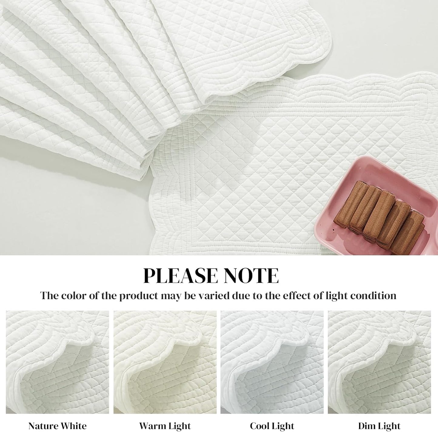 HOMBYS Quilted Placemats Set of 6 Washable-13x18 inches Rectangular Placemats for Kitchen Table-100% Cotton Fabric