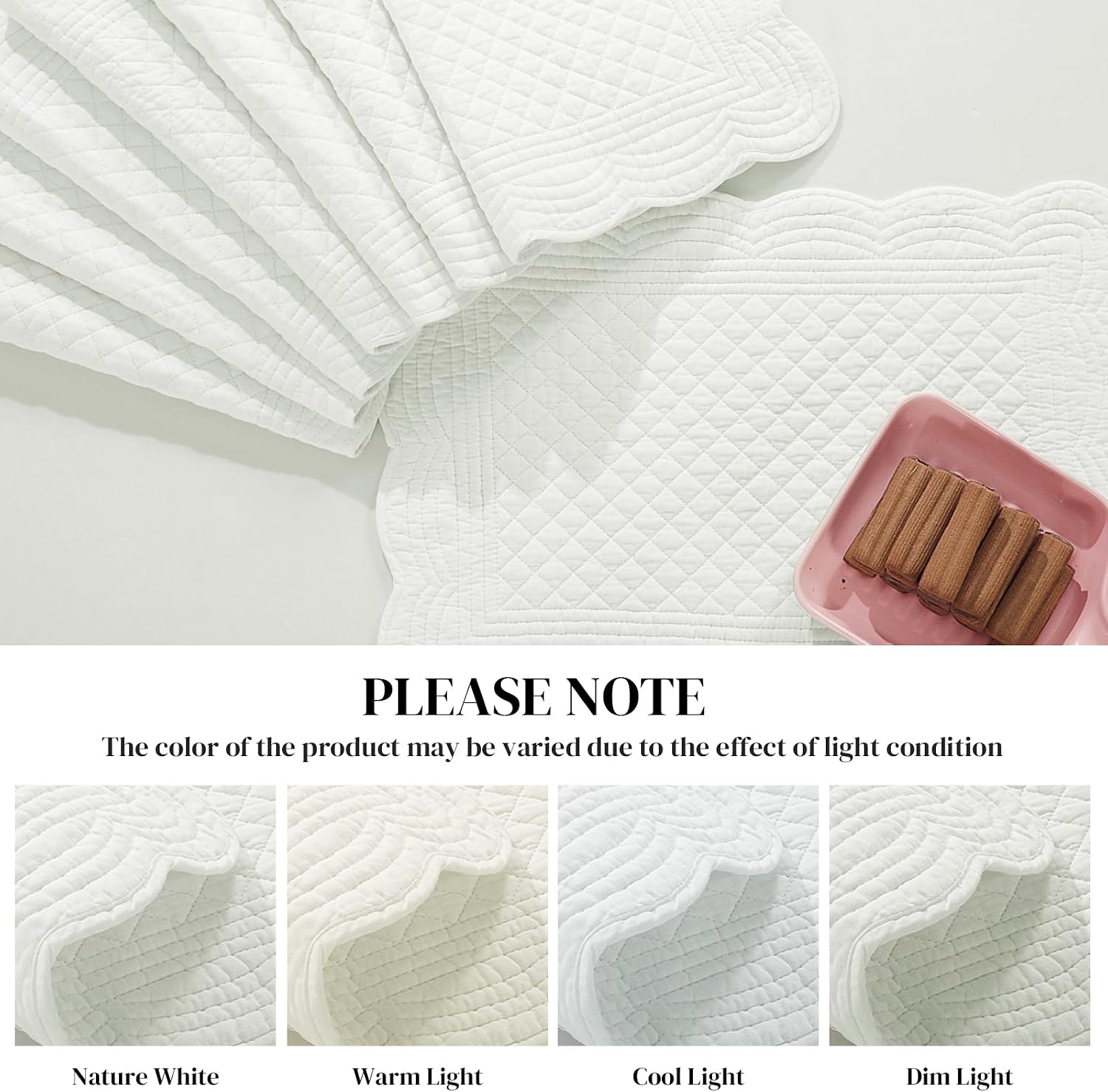 HOMBYS Quilted Placemats Set of 6 Washable-13x18 inches Rectangular Placemats for Kitchen Table-100% Cotton Fabric