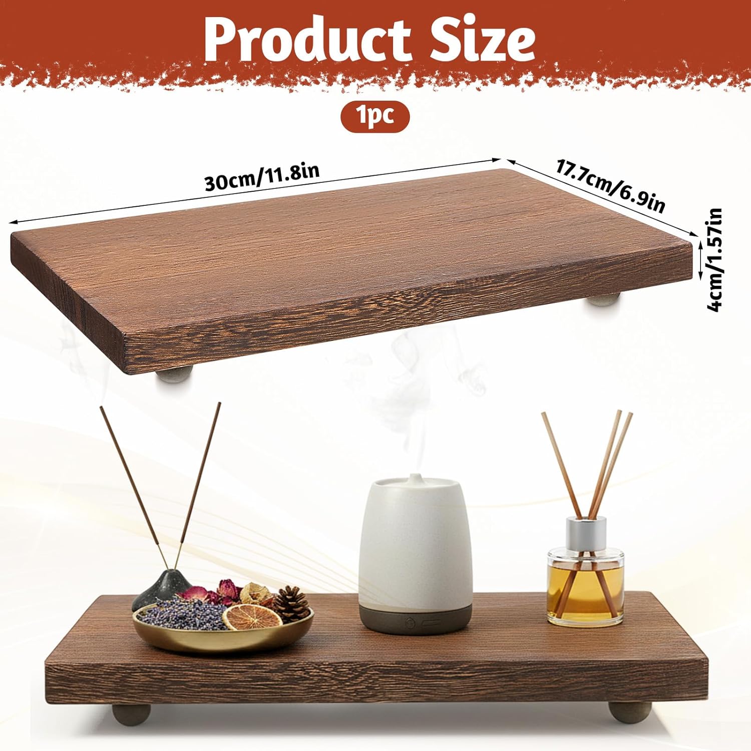 Wood Pedestal Stand for Decor / 12 x 7 x 1.6