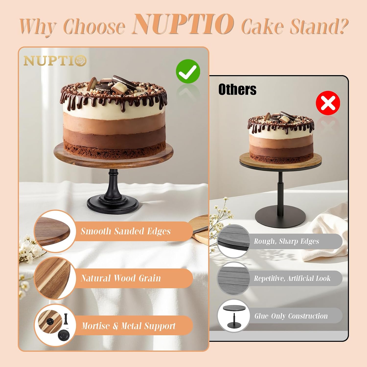 Wood Cupcake Stand Display / Brown / Diam 7.87