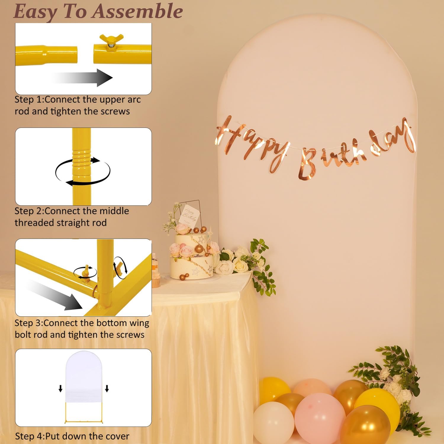 Metal Arch Stand / 6.6FT Arch with Cover / White / 6.6 Inch