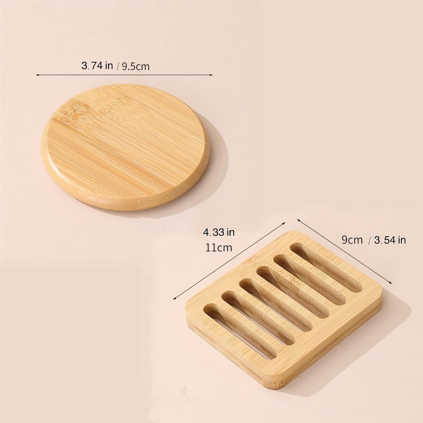 Coaster Set Holder Included / Round / Natural / Set of 6