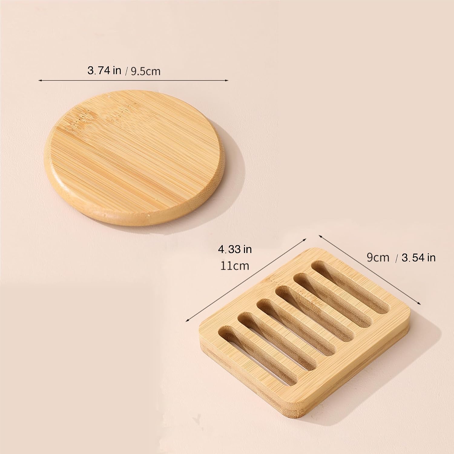 Coaster Set Holder Included / Round / Natural / Set of 6
