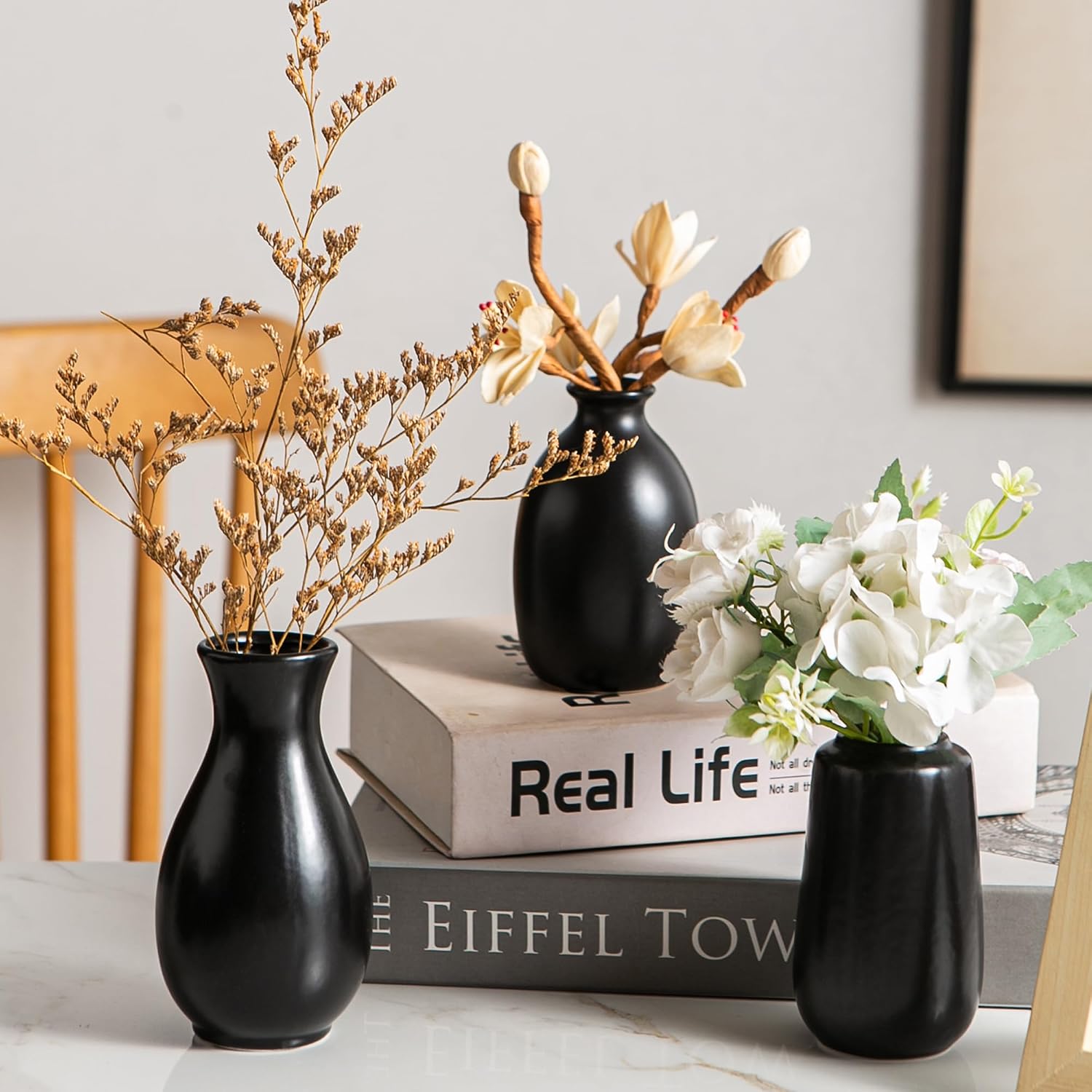 Ceramic Bud Vases / Black Ceramic Vases / Set of 12