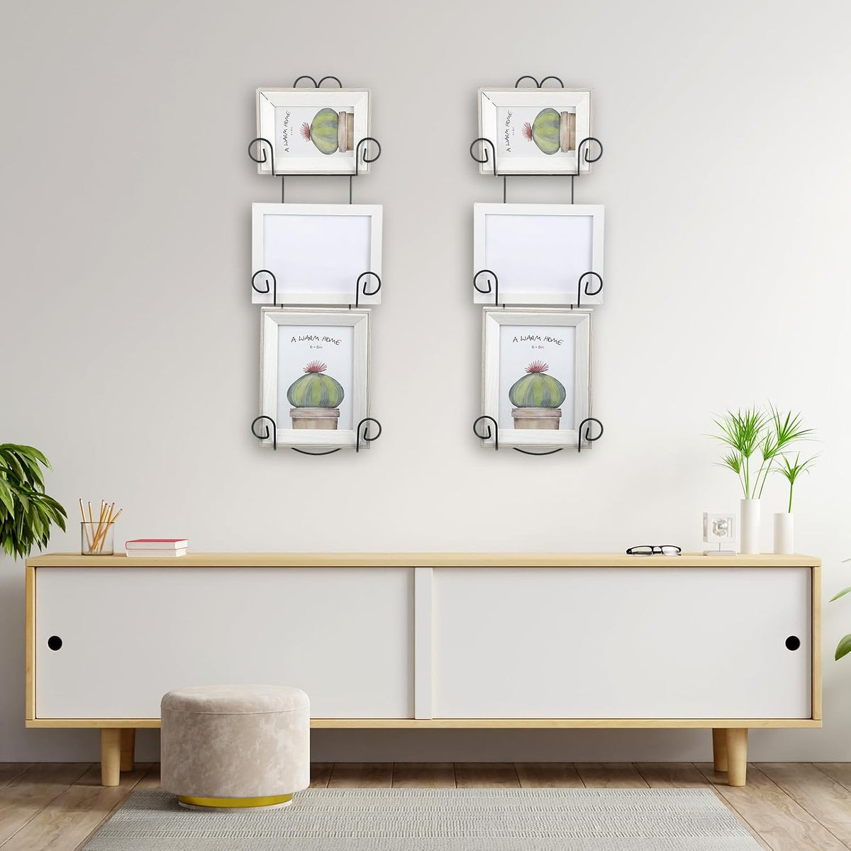 Set of 2 Plate Rack for Wall Vertical 3 Tier Metal Wall Plate Holder Display Hanger for Dishes Decorative Plates Arts