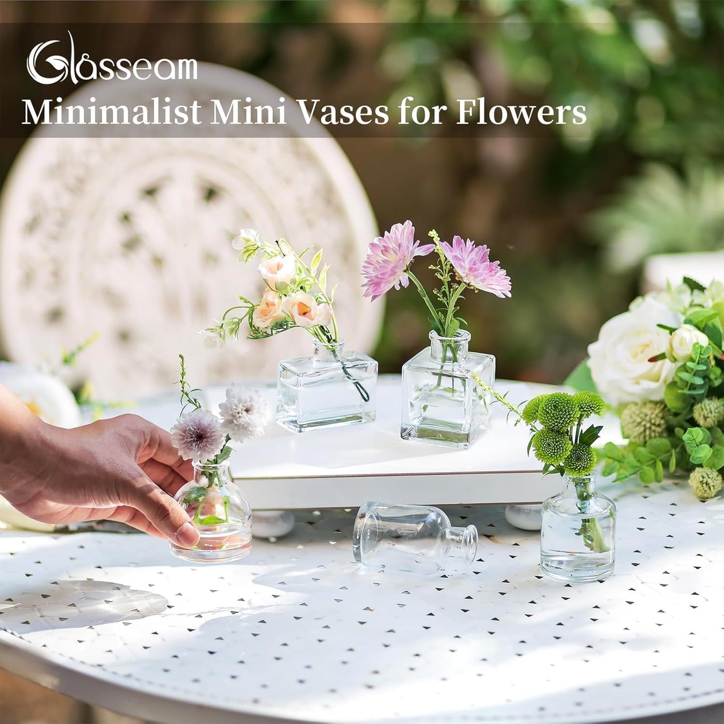 Clear Small Flower Vase Tiny Glass Vases for Flowers Modern / 01-clear / Set of 20