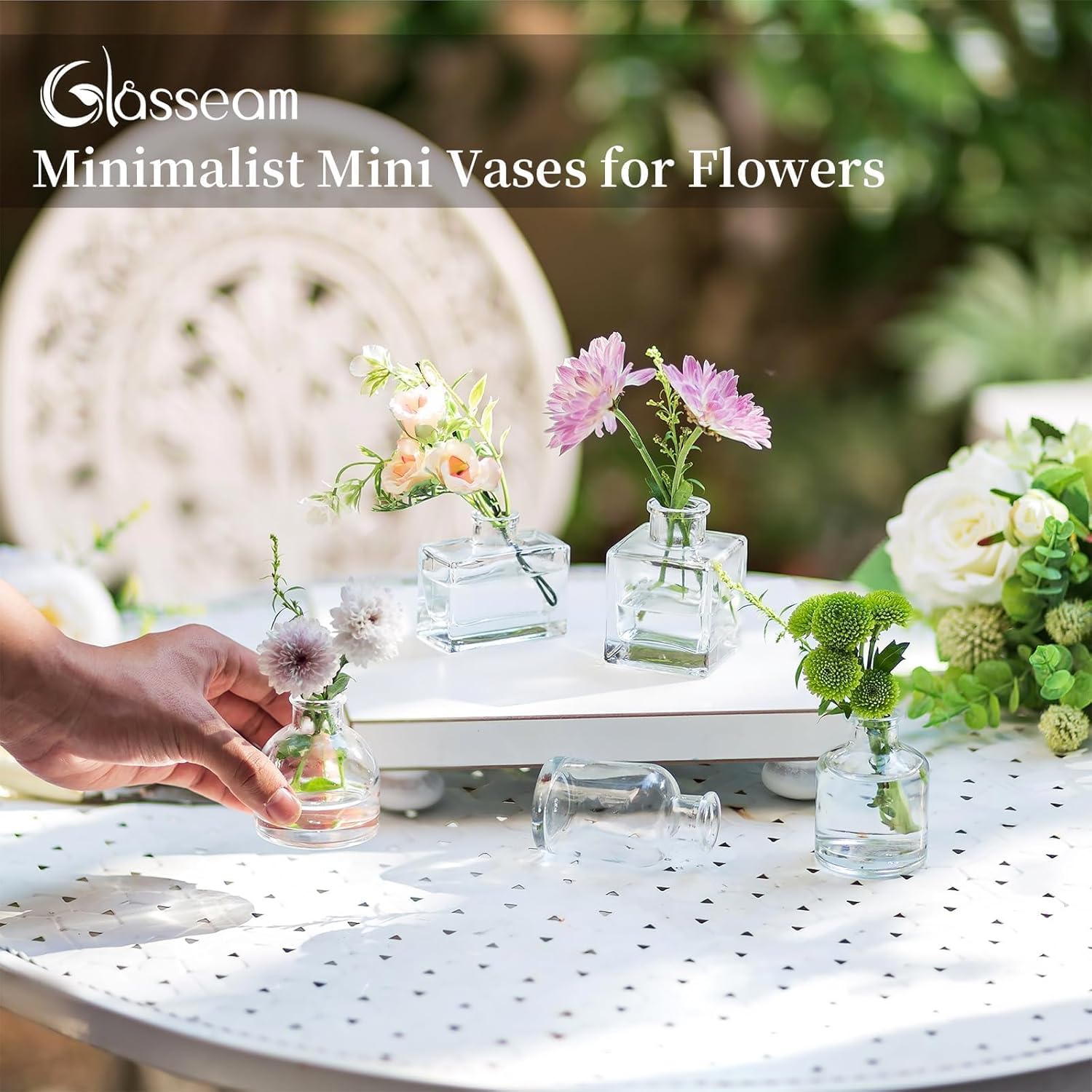 Clear Small Flower Vase Tiny Glass Vases for Flowers Modern / 01-clear / Set of 20