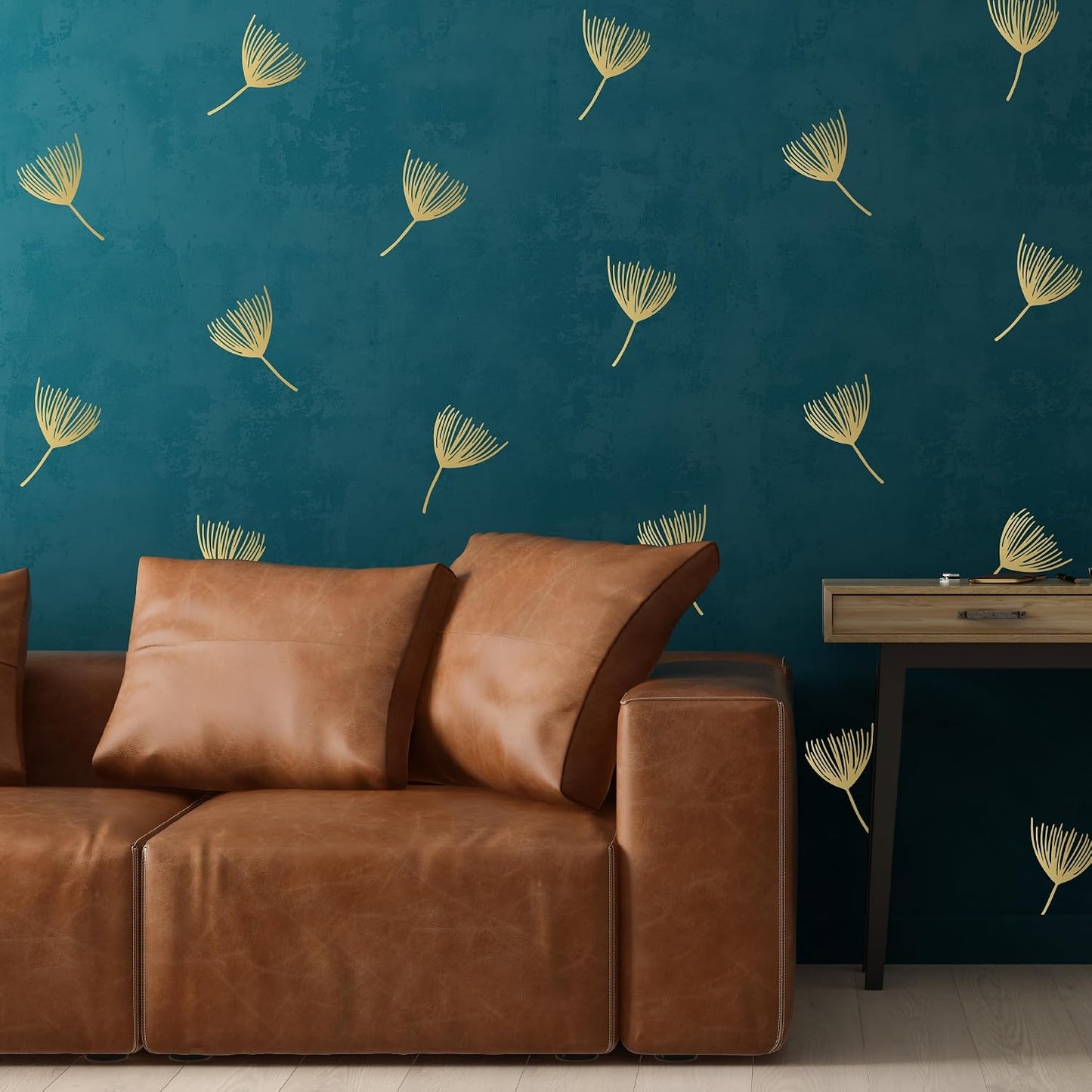 Peel and Stick Modern Floral Dandelion Pappus Stickers / Flower / Gold