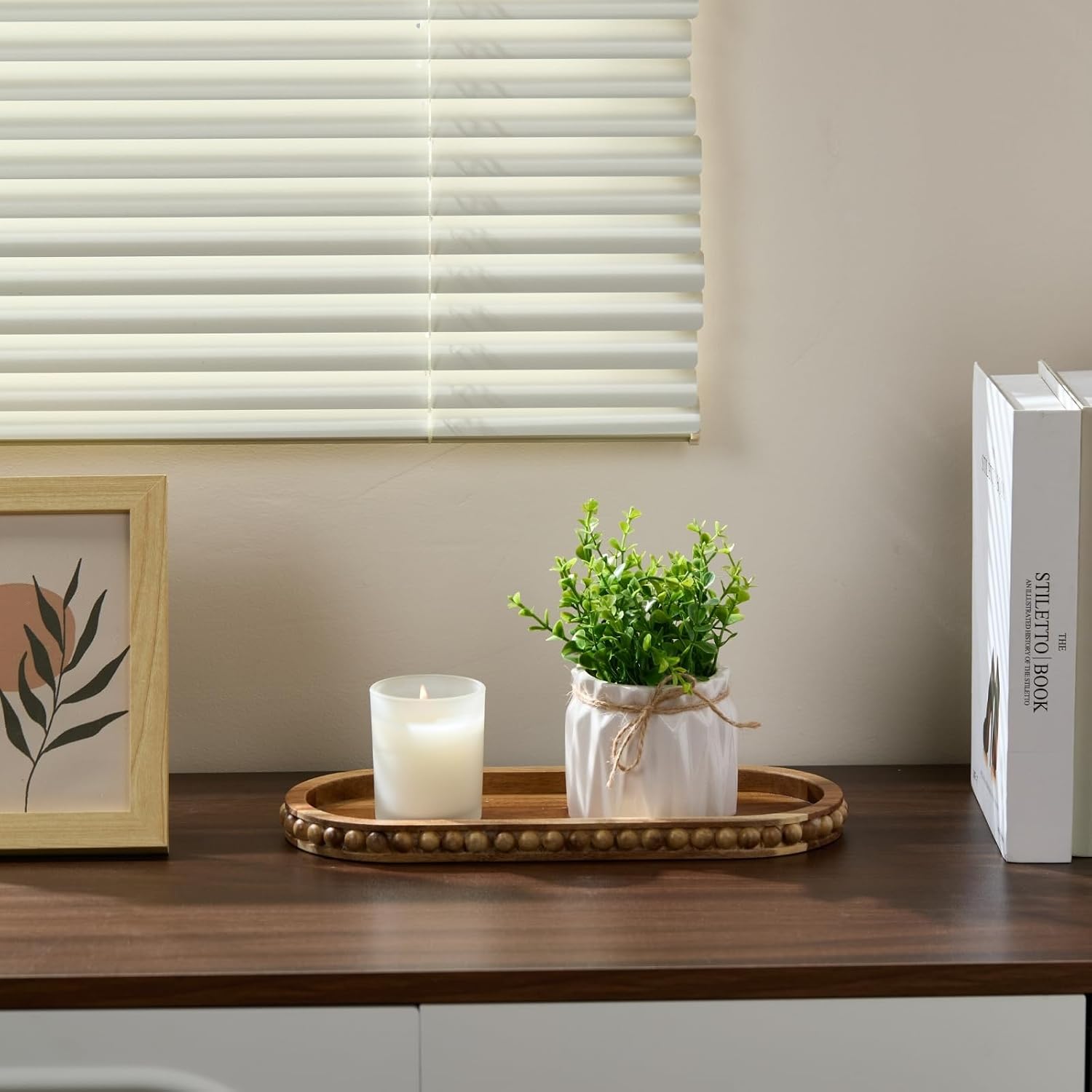 Beaded Edge Farmhouse Tray / Acacia Wood