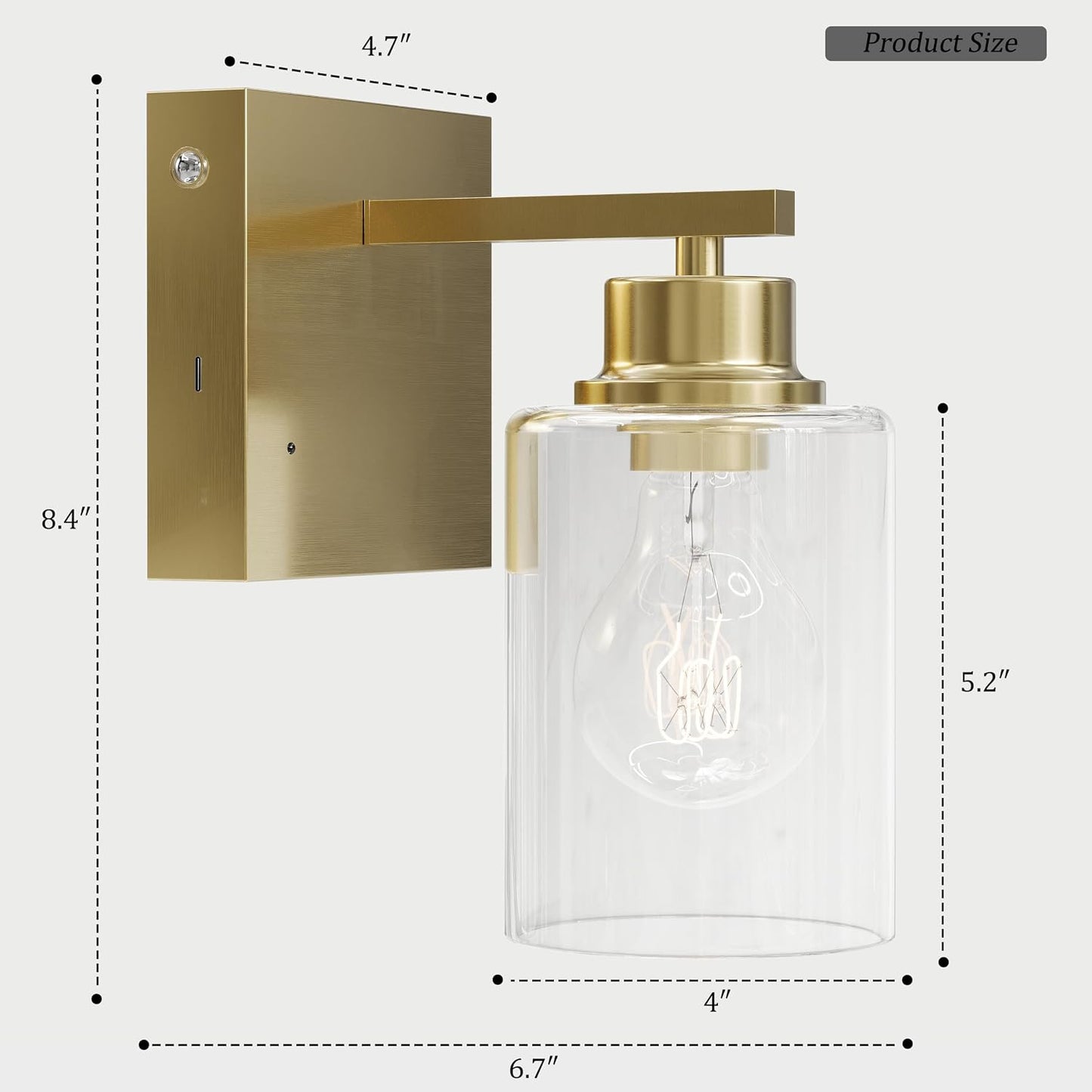 Rayogale Wireless Battery Operated Wall Sconce Set of 2 with Remote Control | Gold Dimmable Rechargeable Wall Lights