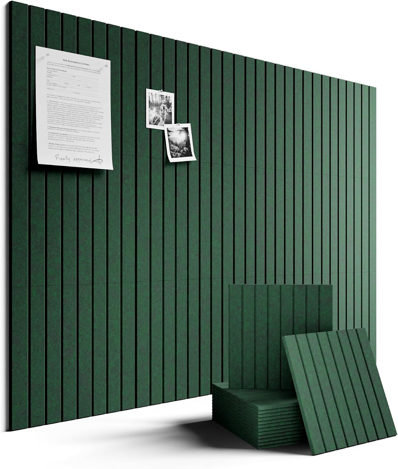 Fluxynara 48" x 36" Large Felt Bulletin Board, Pine Green