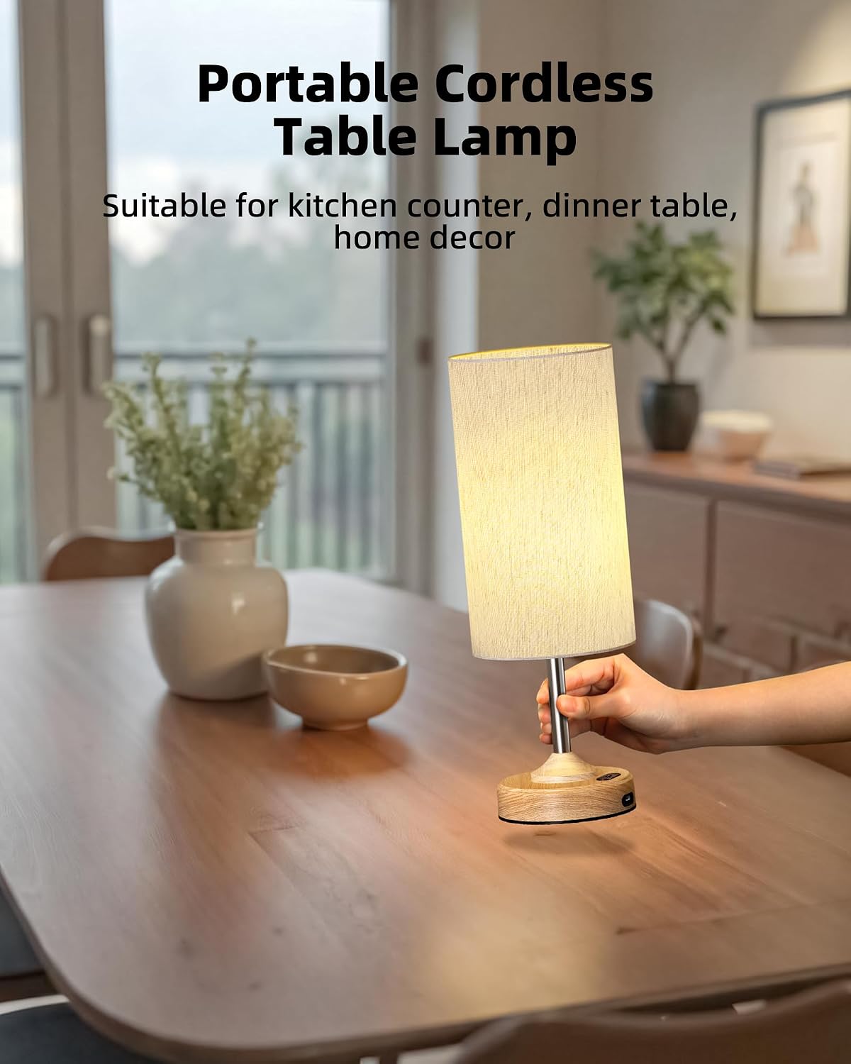 EZVALO Cordless Table Lamp, Ambient Light, Dimmable, Touch, Timer, 2700K, Bedroom, Portable, LED, Wireless