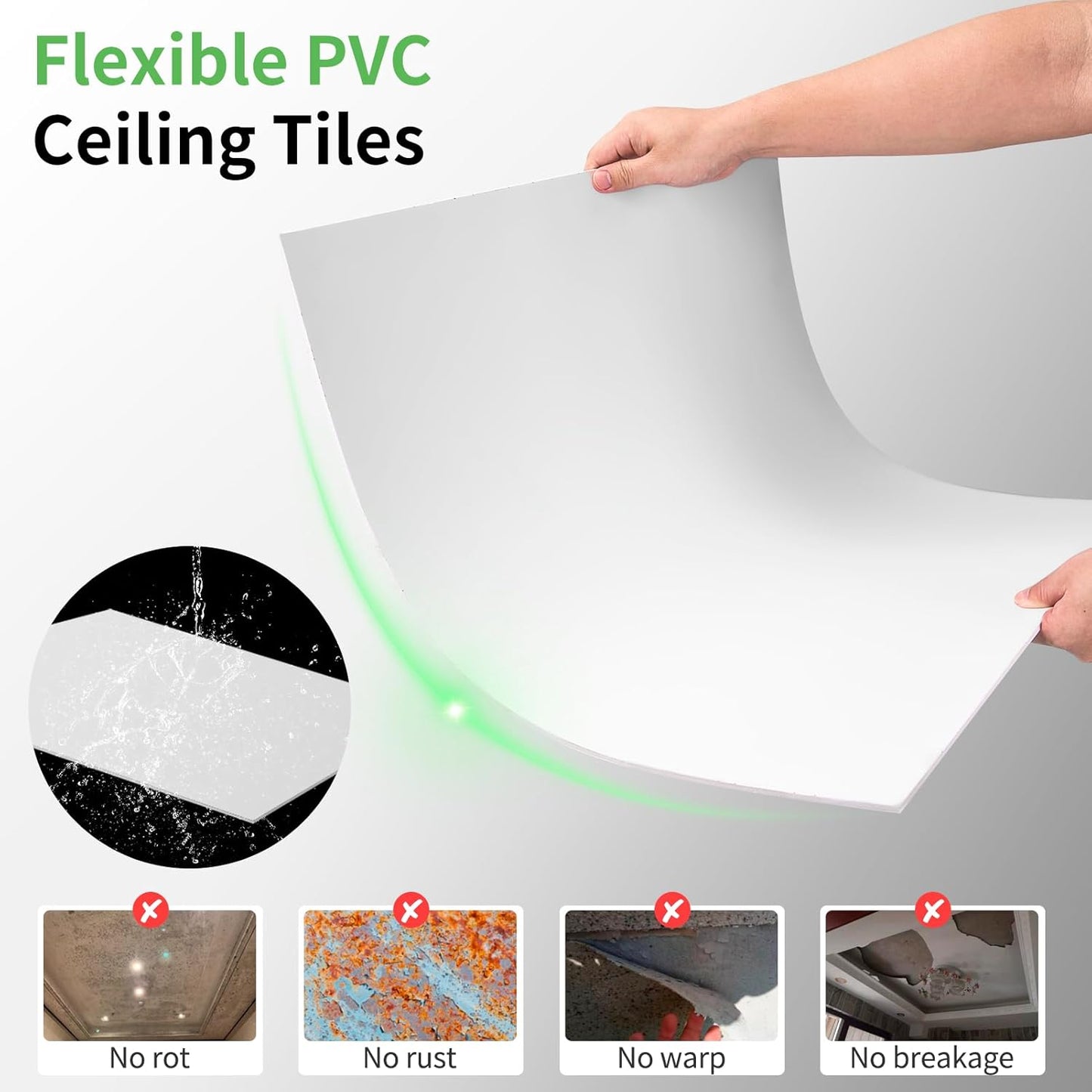 x PVC Tiles / White / 24 x 24 / Set of 12