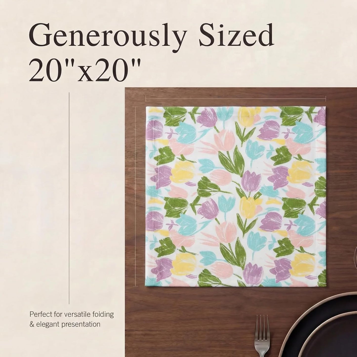 Urban Villa Cloth Napkins Cotton 20x20 (Set of 12) Tulip