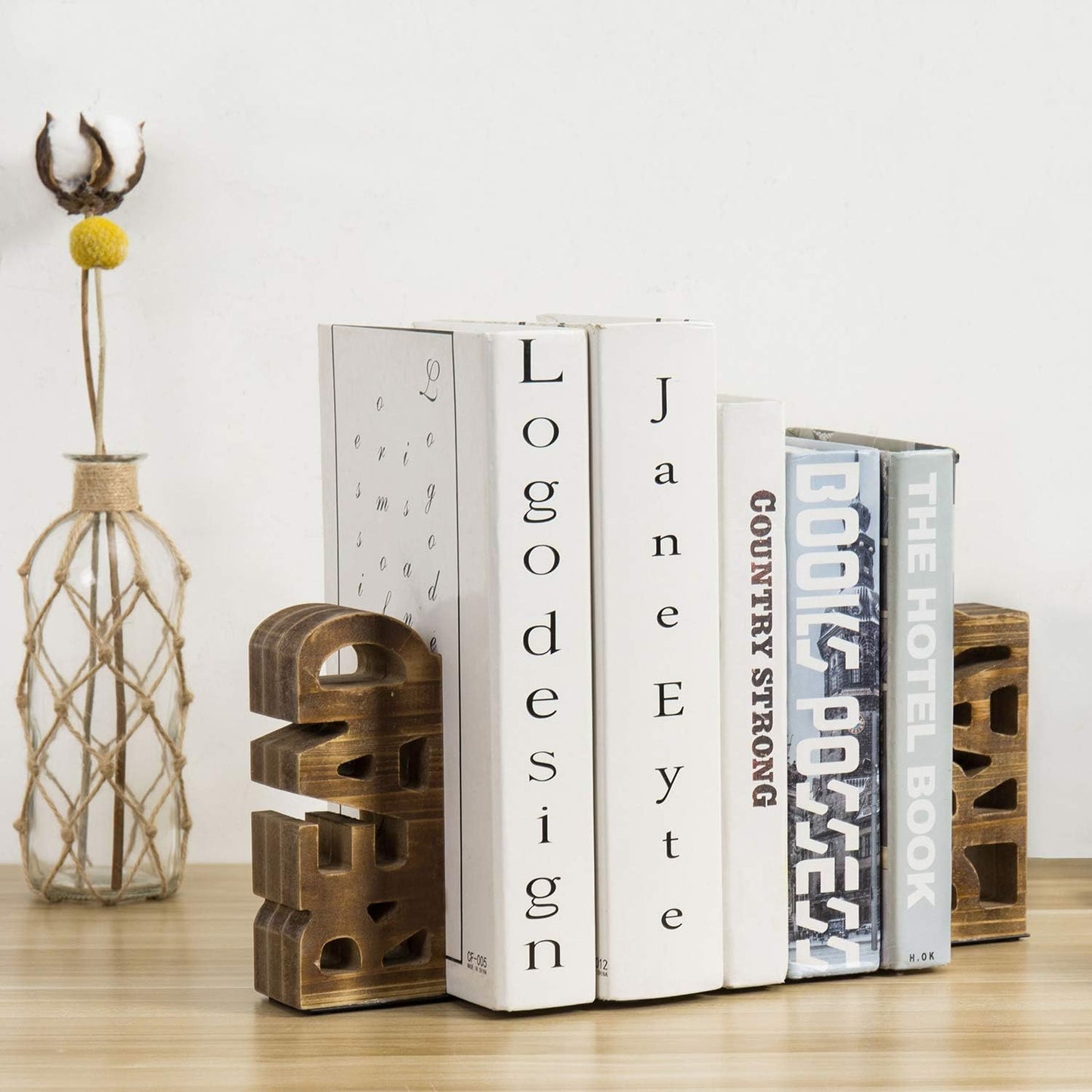 Wood Bookends Carved in Read and Pray Block Letters / Burnt Wood
