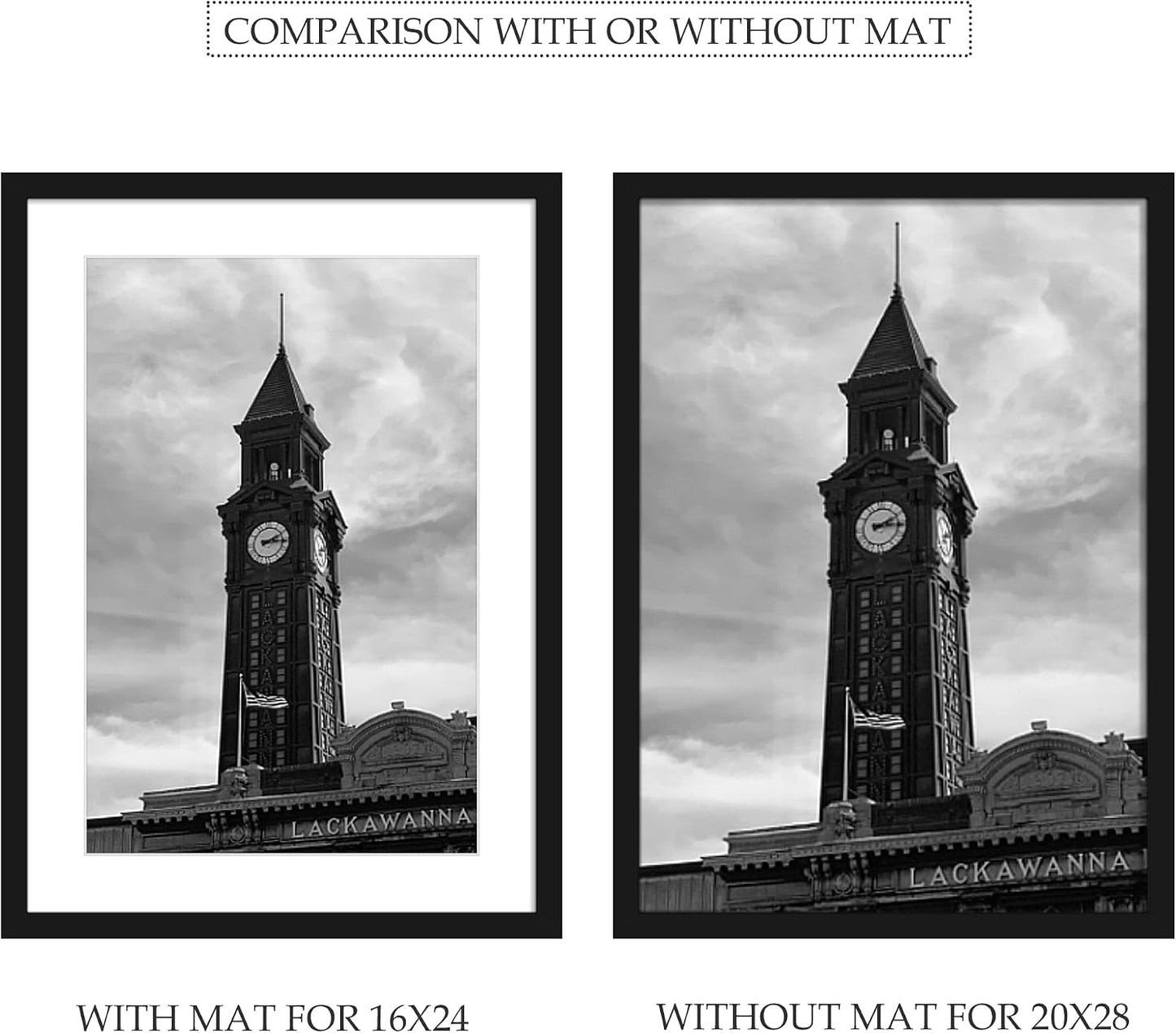 Wiscet 20x28 Picture Frame Set of 3, for Wall Gallery Photo Frames, Black | Display Pictures 16x24 with Mat or 20 x 28