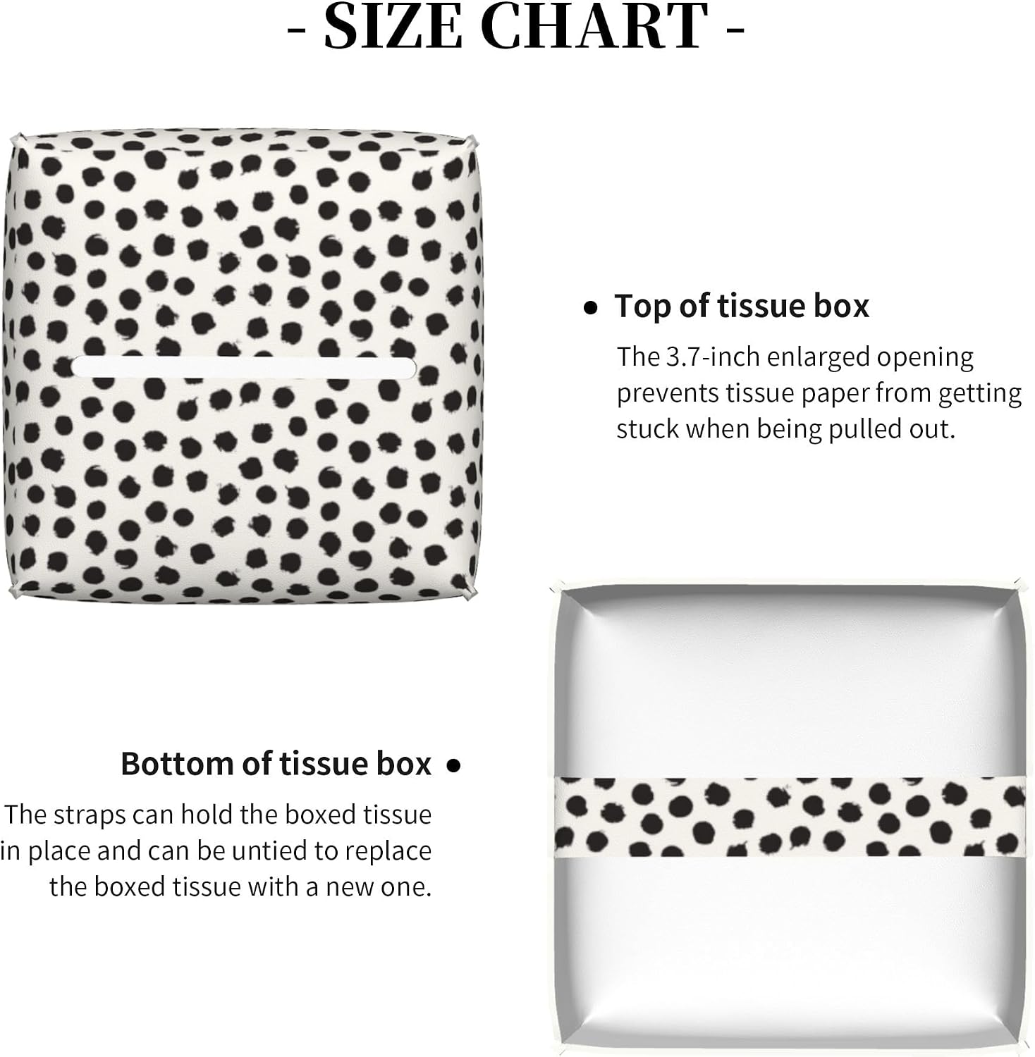 Polka Dot Circle Tissue Box Cover Square / Color-7 / Black