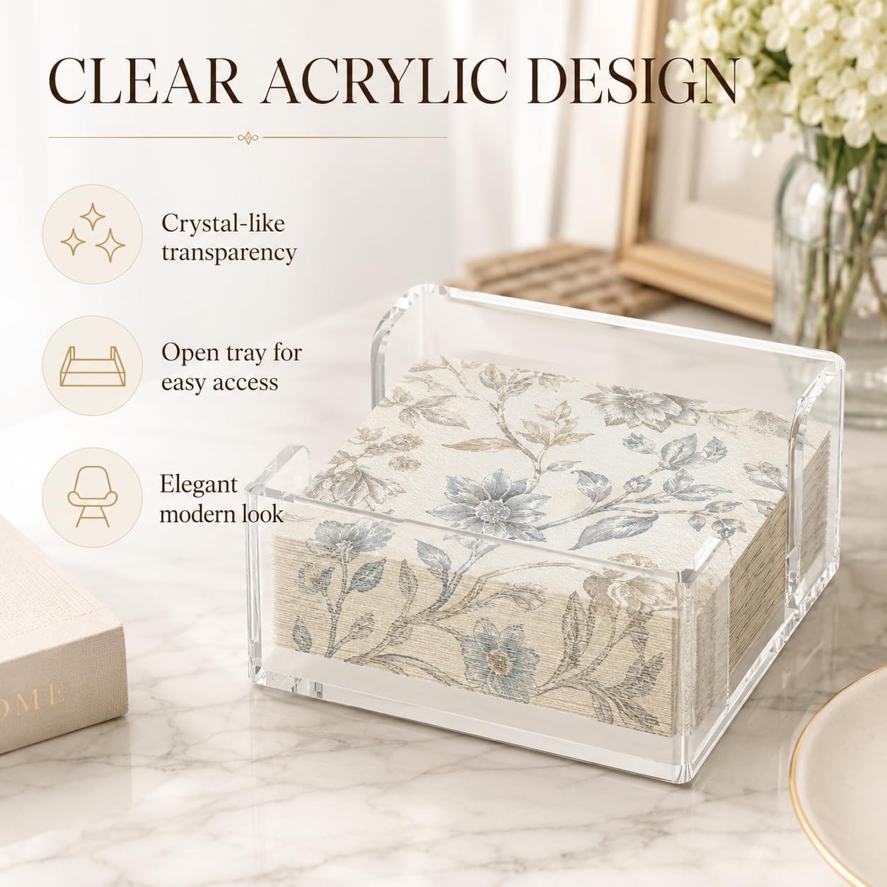 Acrylic Napkin Holder / Clear / Vertical