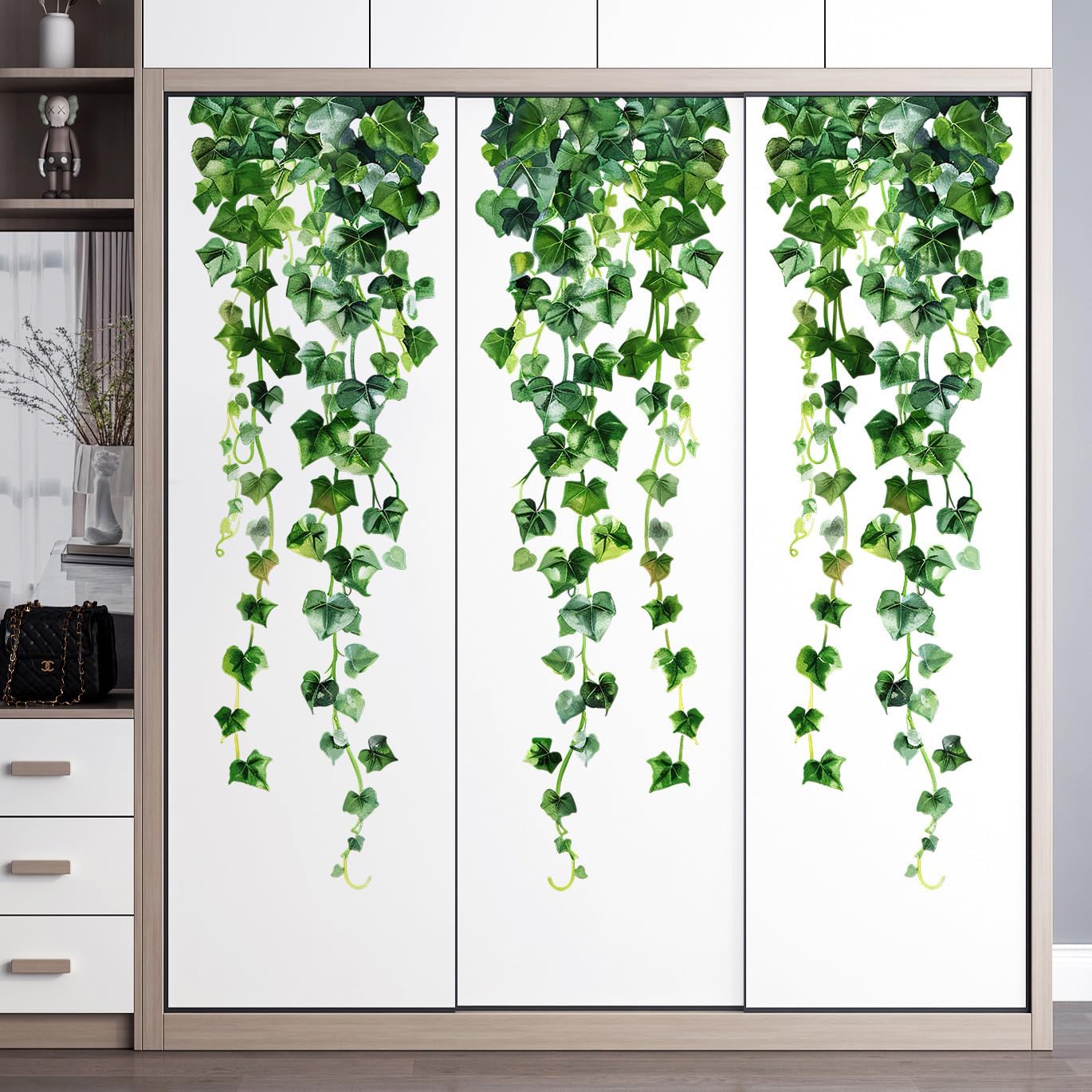 Green Plants Leaves Wall Decals Hanging Vine Wall Stickers Fresh Green Leaf Wall / Green Plant 19