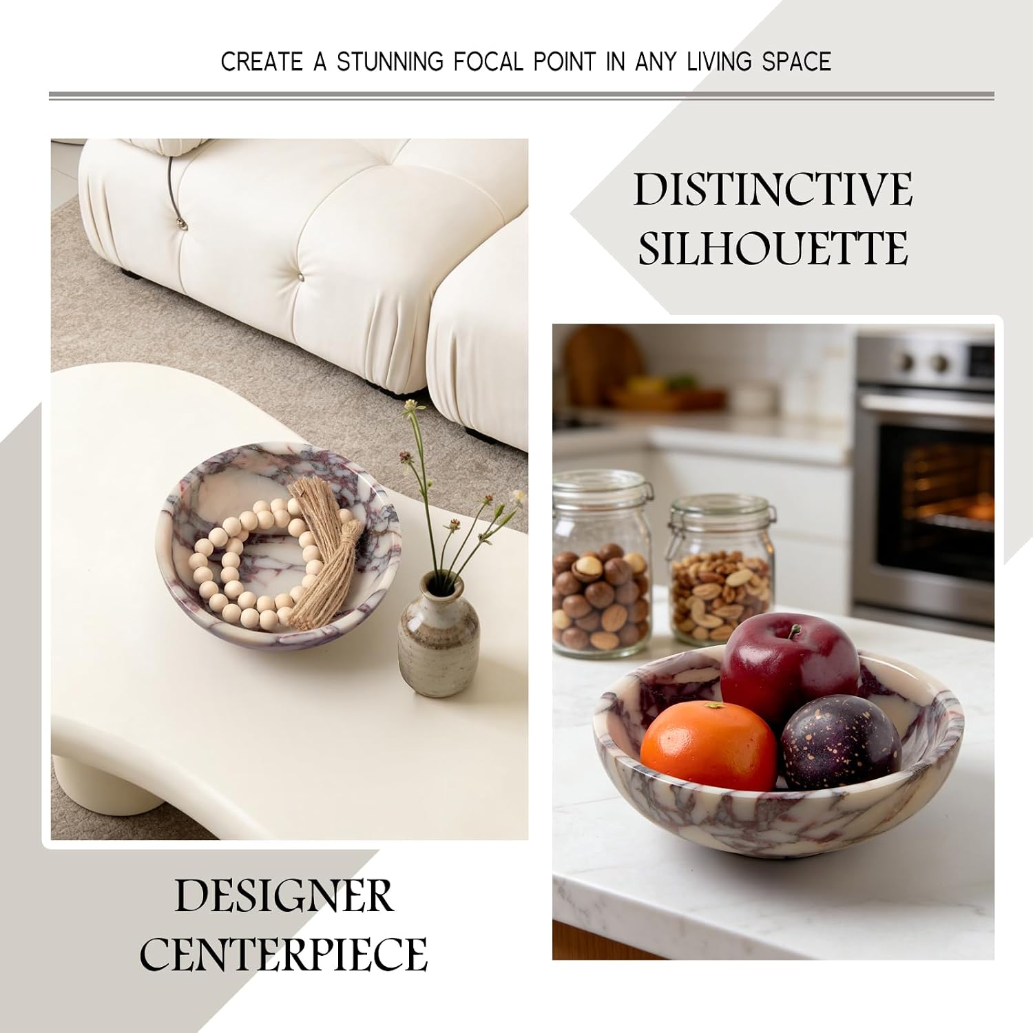 Marble Fruit Bowl / Calacatta Viola / 7.8 / Natural