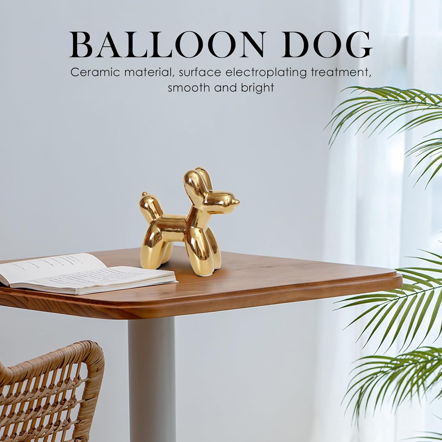 Golden Ceramics Balloon Dog Statue Crafts Living Room Desktop Decorations / Golden Dog / Large