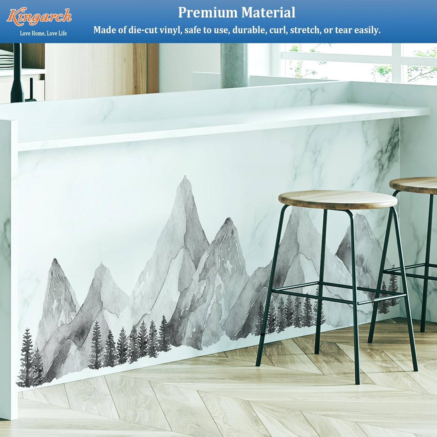 Large Mountain Wall Decals / Gray