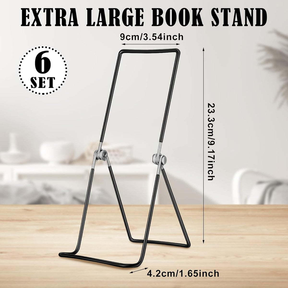 6 Pack 9.17 Inch Large Metal Book Stand for Display Adjustable Display Holder Easel Collector Stand for Home Office