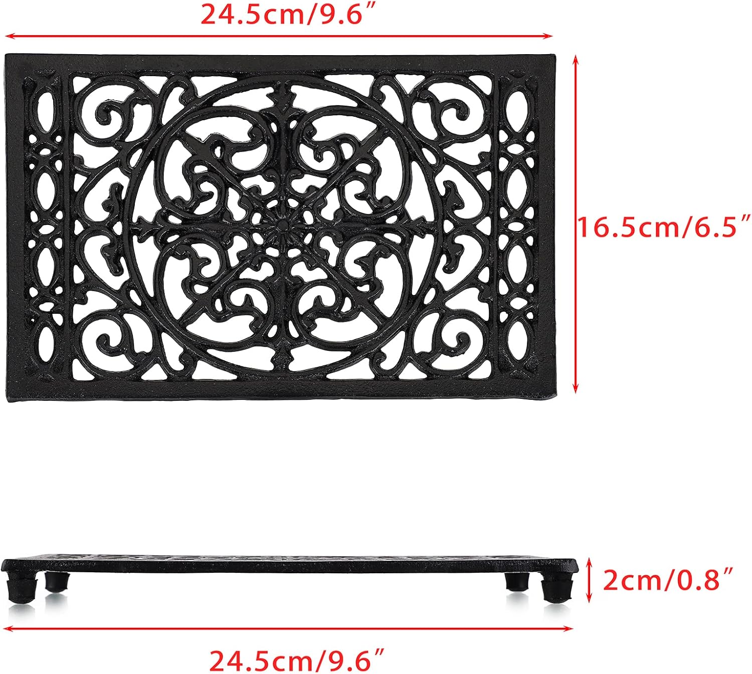 Sumnacon Cast Iron Trivet 2Pcs Heat Resistant Trivets for Hot Pots and Pans | Rustic Metal Trivets with Rubber Feets