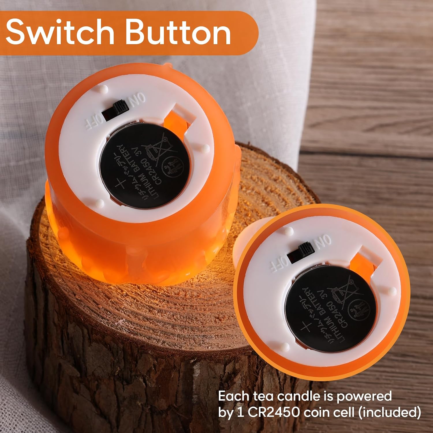 Orange Dripping Wax Flameless Votive Candles with Remote Batteries | Halloween Fall LED Candles, 2x2 inch Battery